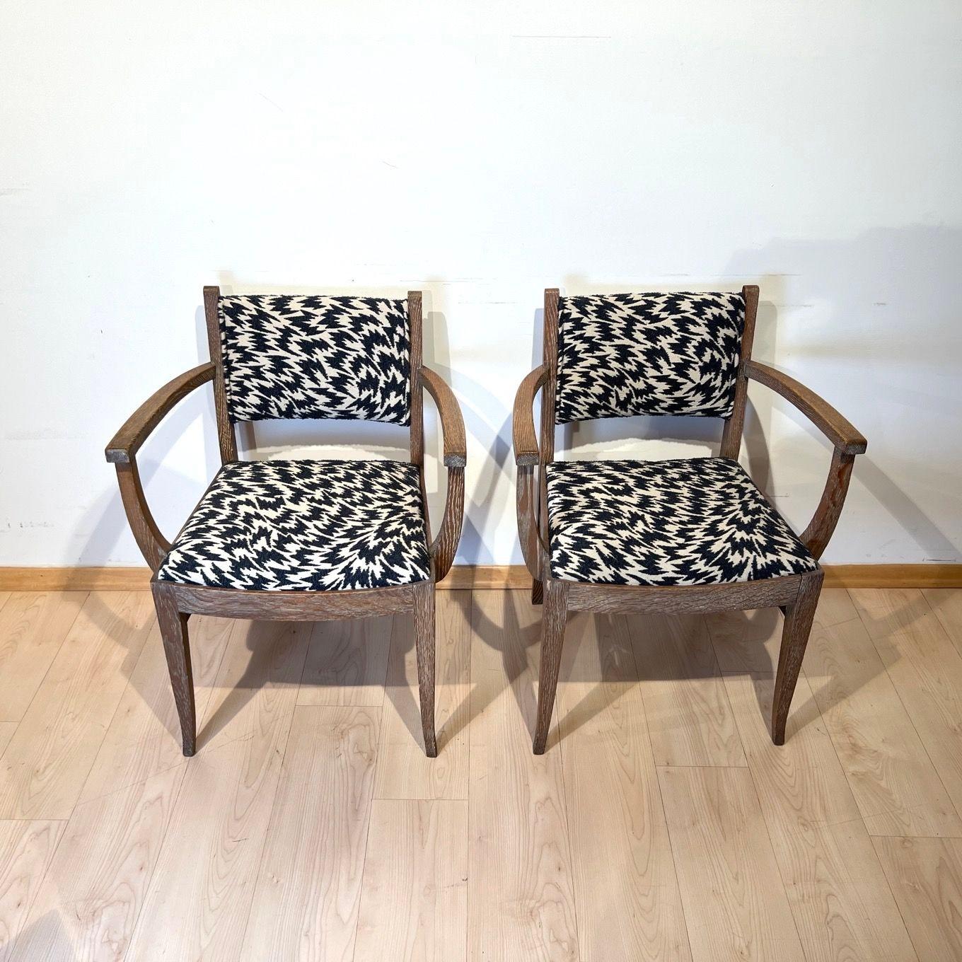 Calcinato Poltrona Art Deco di De Coene Frères, Quercia sbiancata, Belgio, circa 1935 in vendita