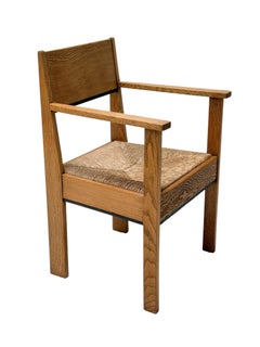 Art Deco Sessel von J.A. Muntendam, Eiche massiv, Niederländisches Design, 1920er Jahre