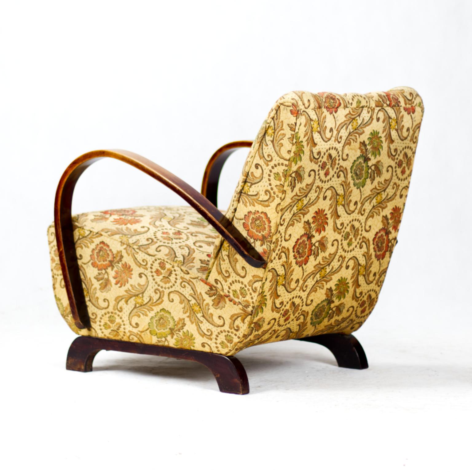 Czech Art Deco Armchair by Jindrich Halabala for UP Zavody Brno, 1930s