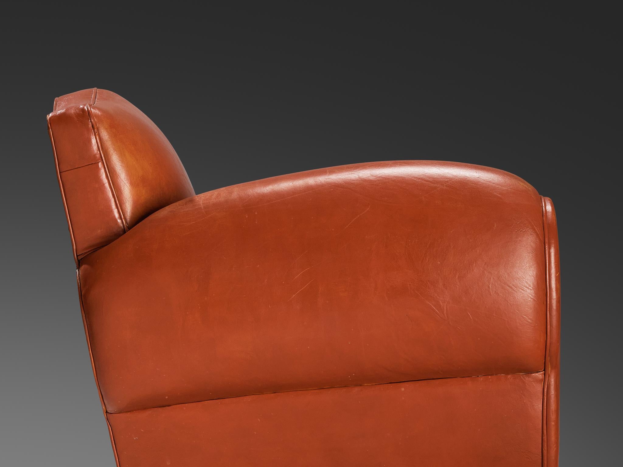 Art Deco Armchair by Maurice Rinck in Leather  For Sale 2