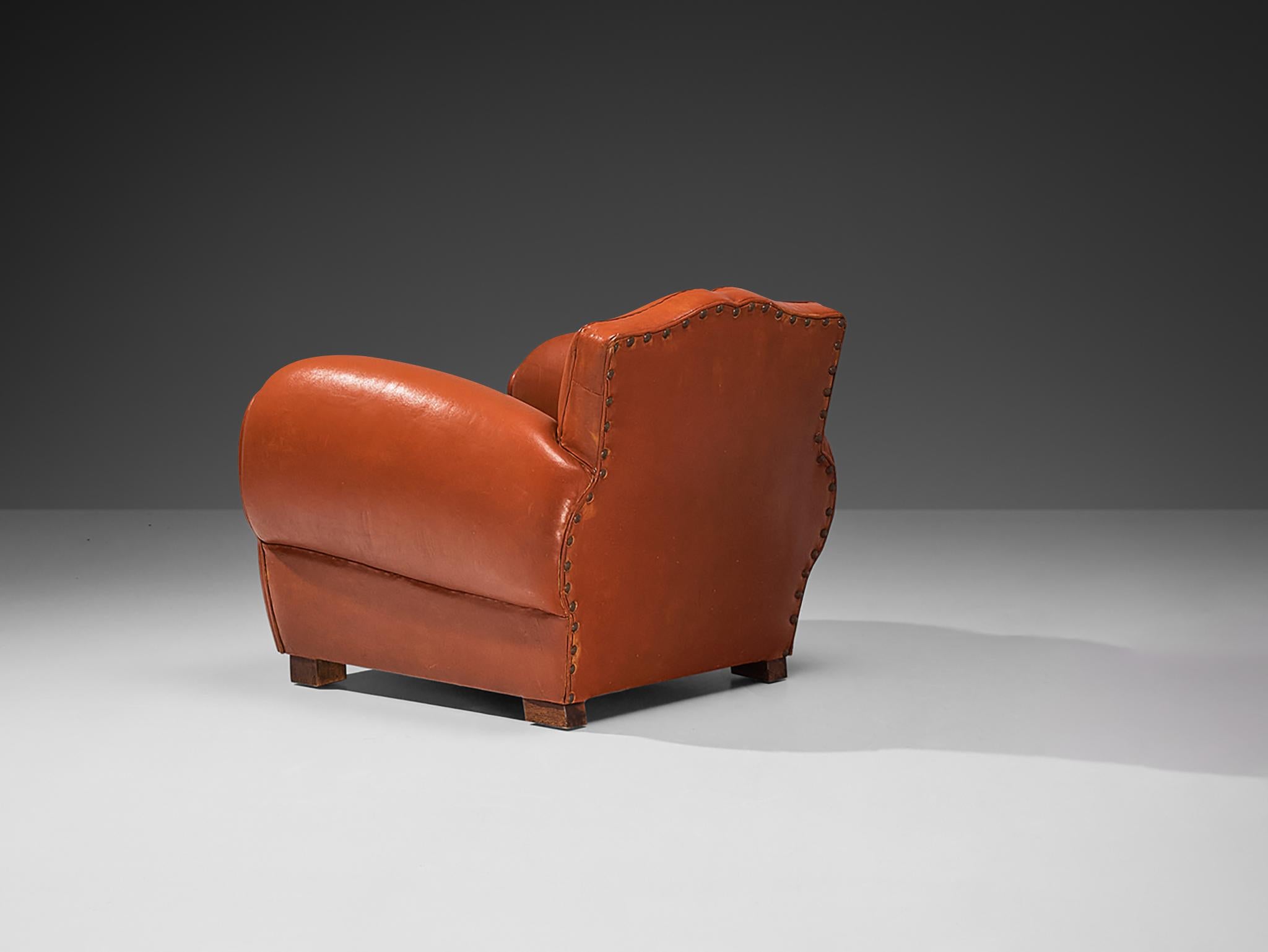 Art Deco Armchair by Maurice Rinck in Leather  For Sale 3