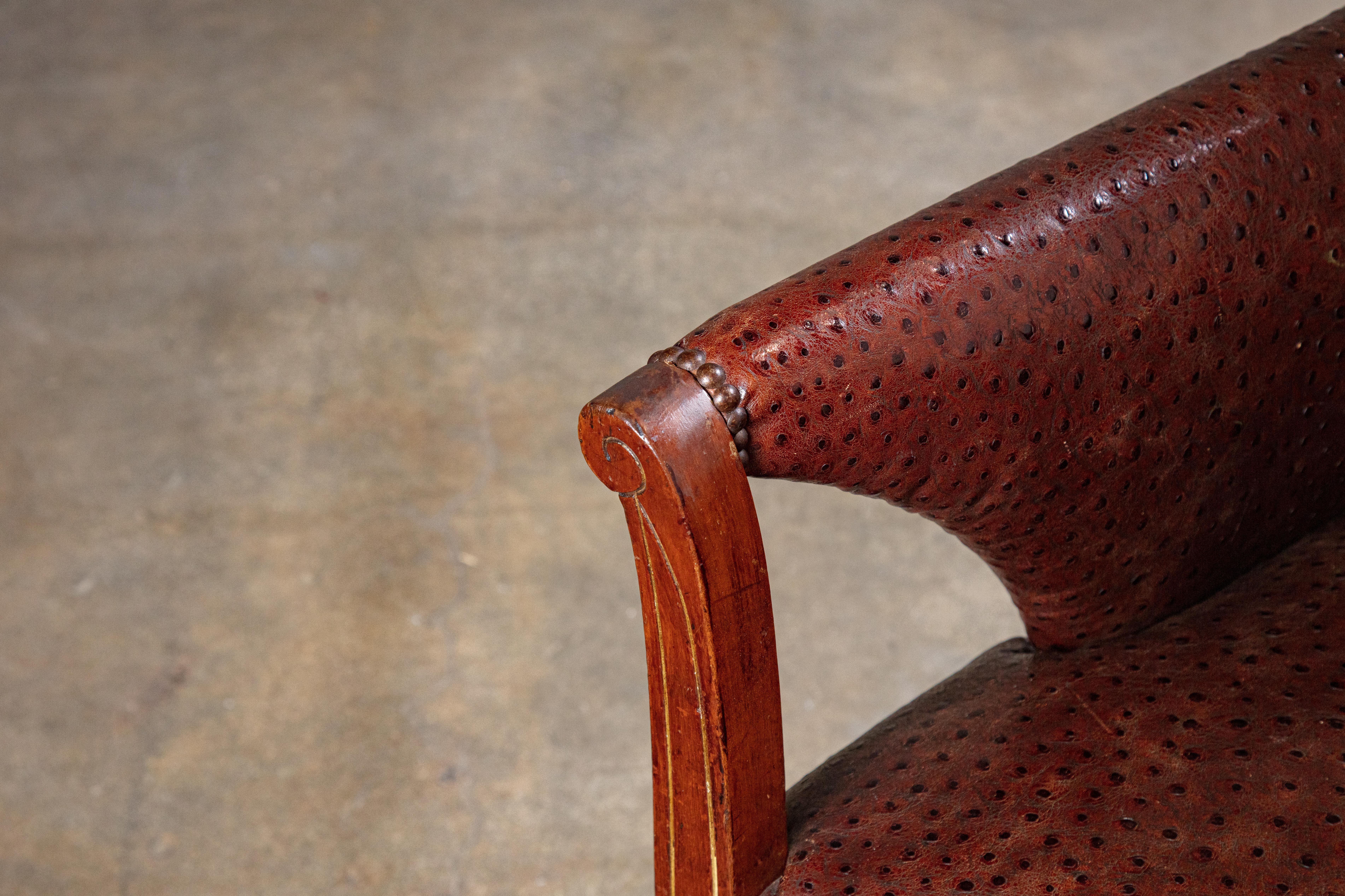 Leather Art Deco Armchair For Sale