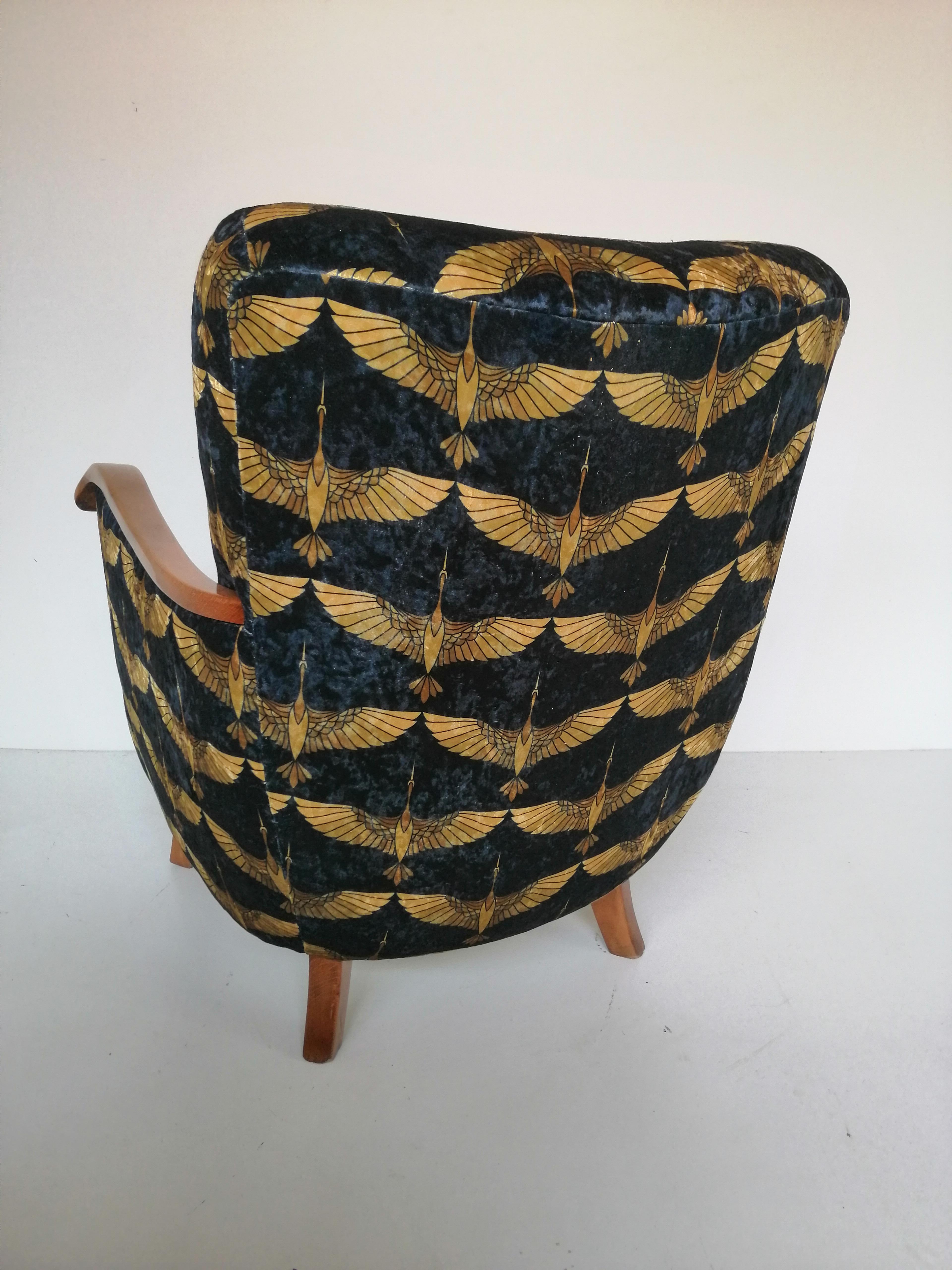 Walnut Art Deco Armchair from 1930 For Sale