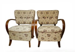 Art Deco Armchairs, H237 by Jindrich Halabala, Flower Patterned Upholstery