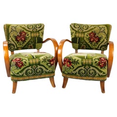 Art Deco Armchair, H237 by Jindrich Halabala, Flower Patterned Upholstery