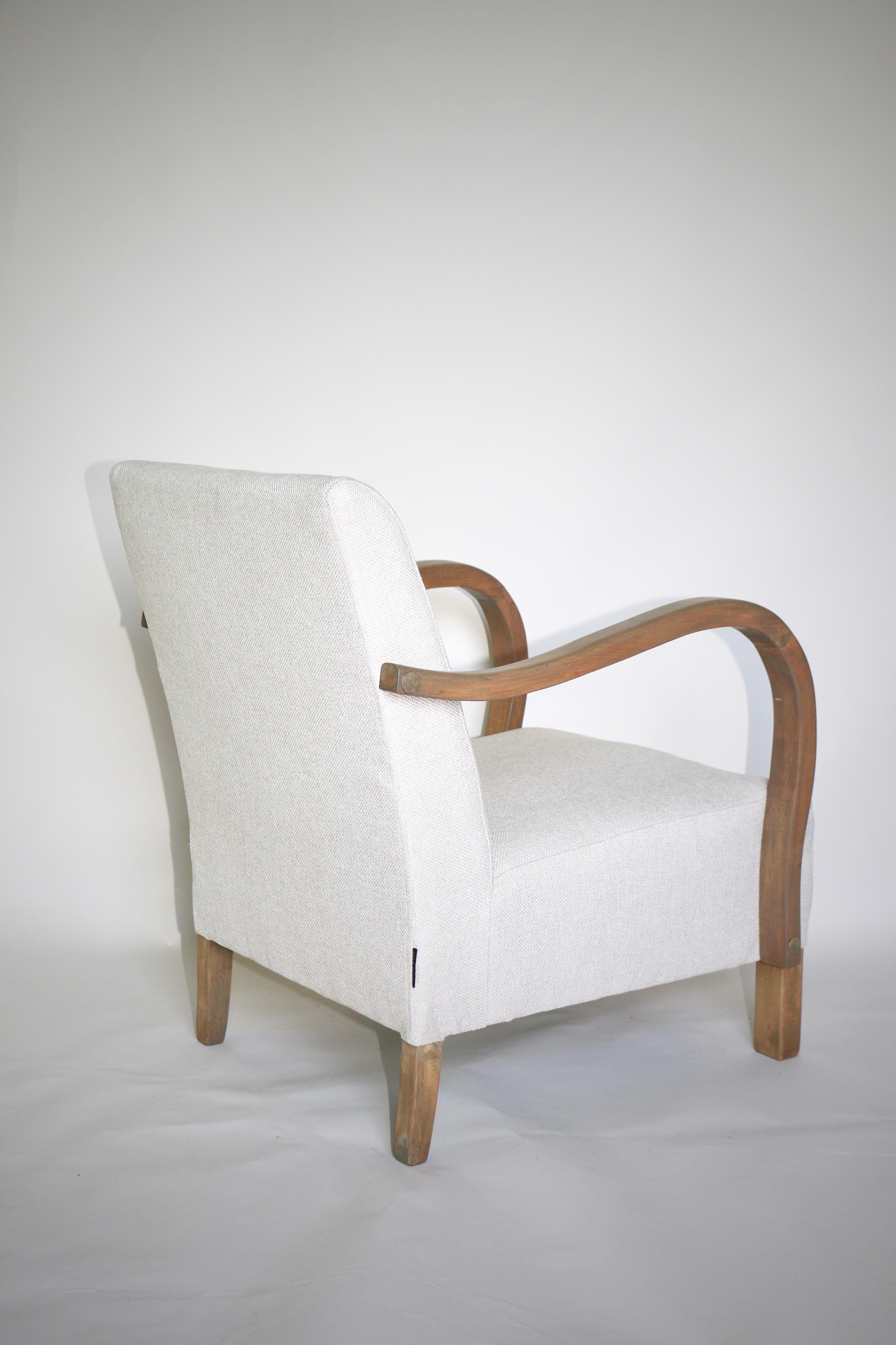 Fabric Art Deco Armchair in beige from 20th Century For Sale