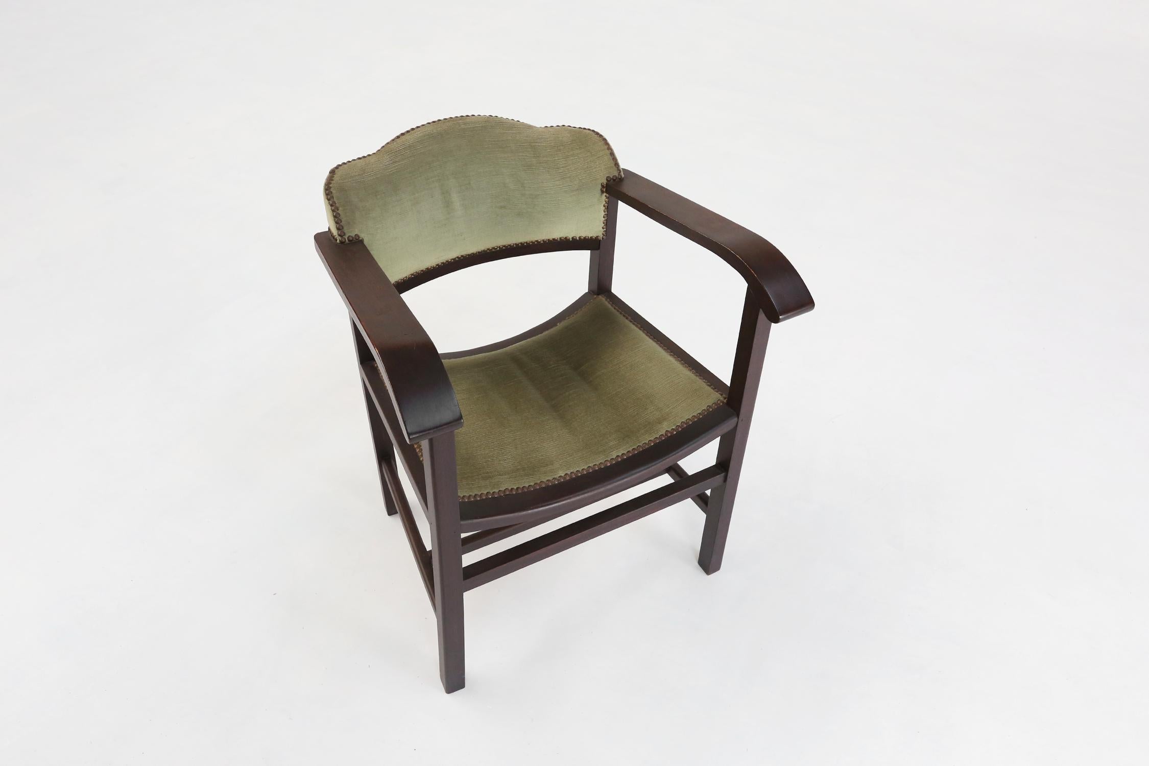Art Deco Armchair in Black and Green, Ca.1930 For Sale 5