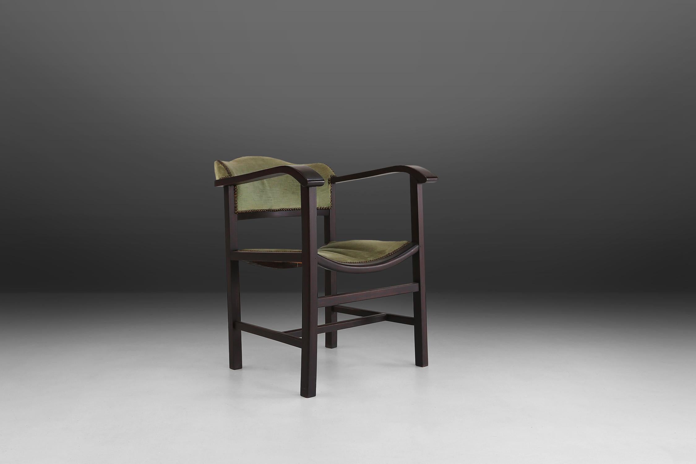 Art Deco Armchair in Black and Green, Ca.1930 For Sale 7