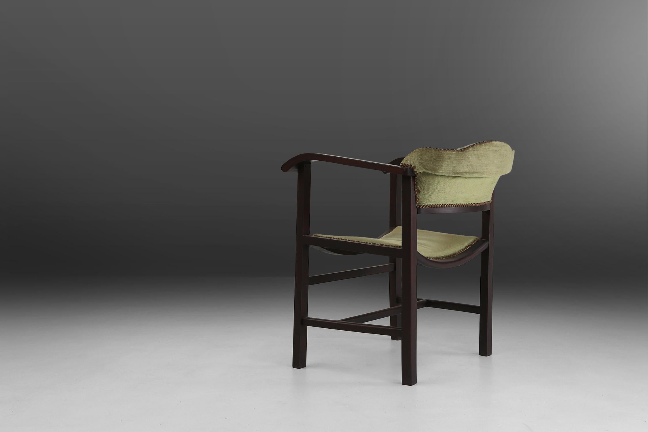 Art Deco Armchair in Black and Green, Ca.1930 In Good Condition For Sale In Meulebeke, BE