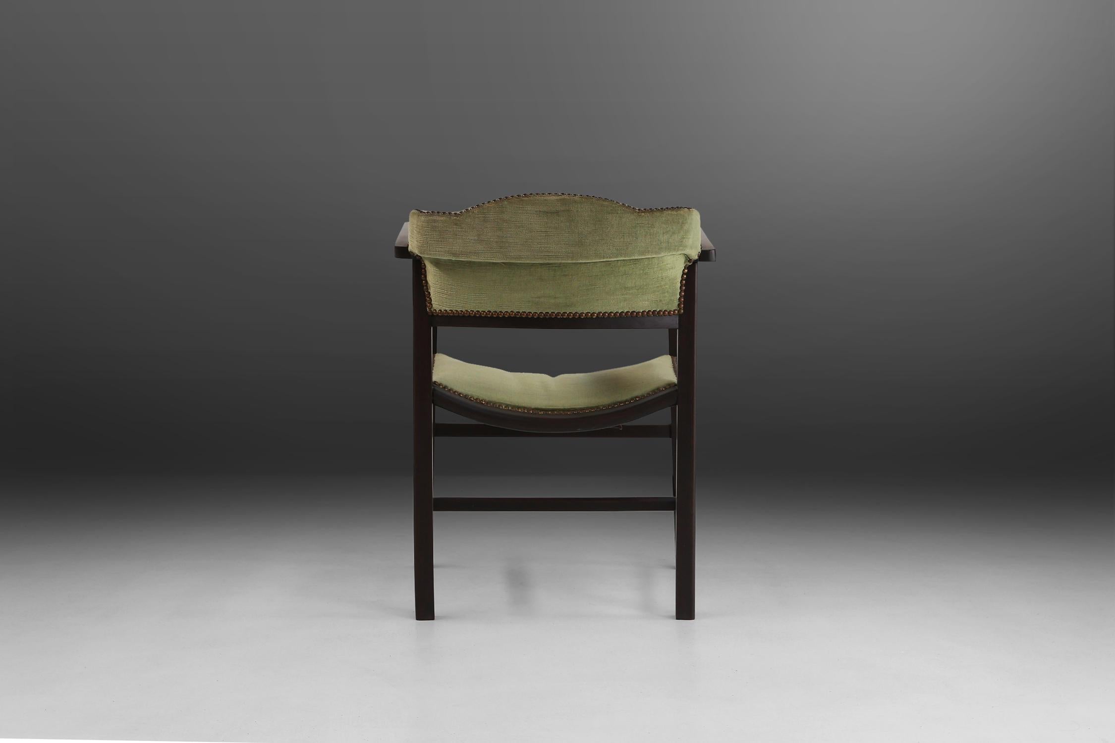 Mid-20th Century Art Deco Armchair in Black and Green, Ca.1930 For Sale