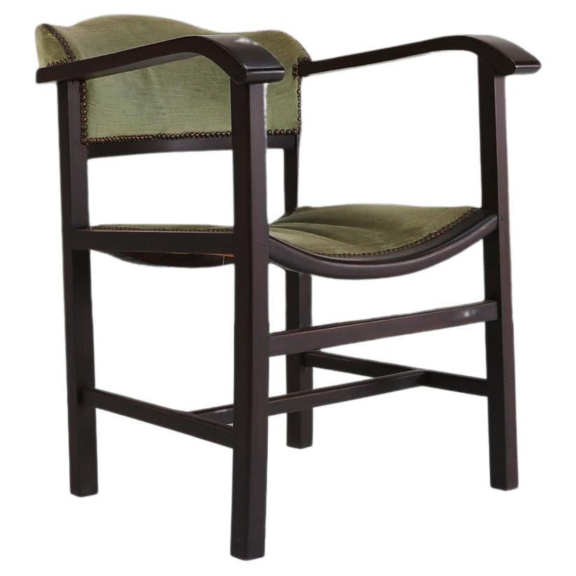 Art Deco Armchair in Black and Green, Ca.1930 For Sale