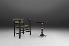 Art Deco Armchair in Black Lacquered Wood and Green Velvet, Belgium 1930s