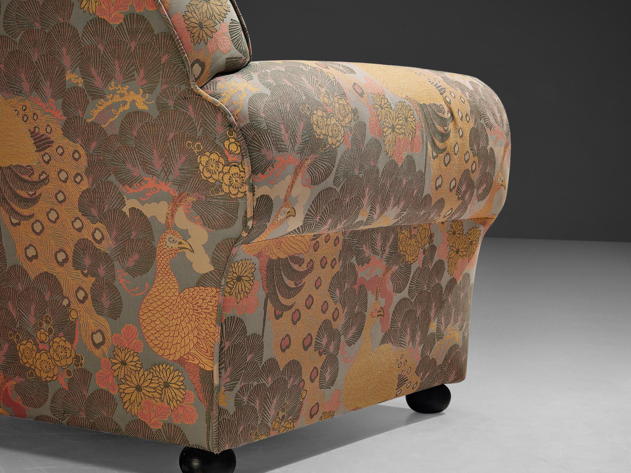 Art déco-Sessel mit botanischer Polsterung (Stoff) im Angebot