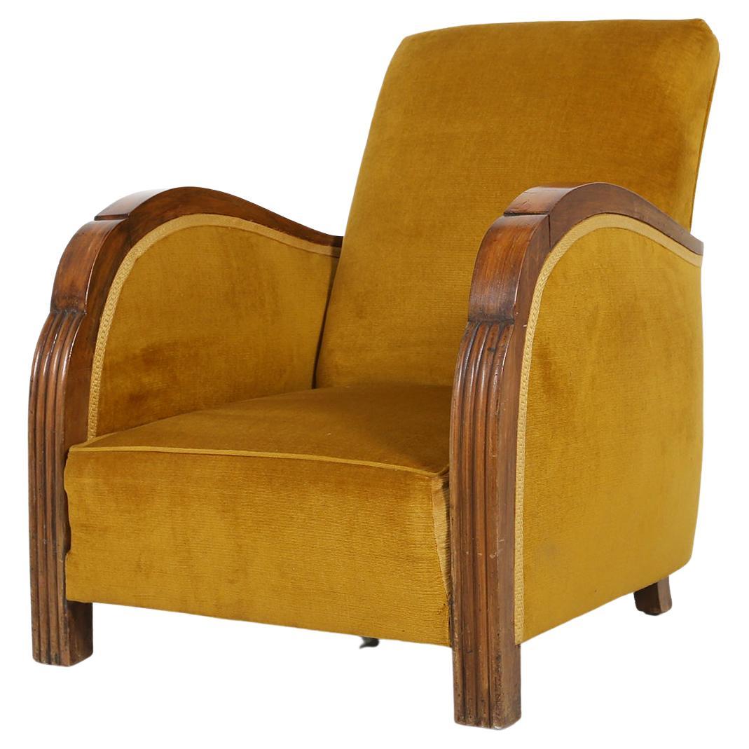 Set of Ten Art Deco Armchairs in Blackened Wood and Ivory Color Leather