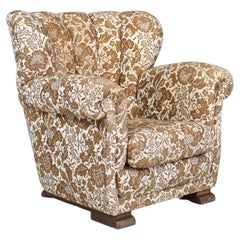 Fauteuil Art Déco en tissu floral d'origine, Praque 1930