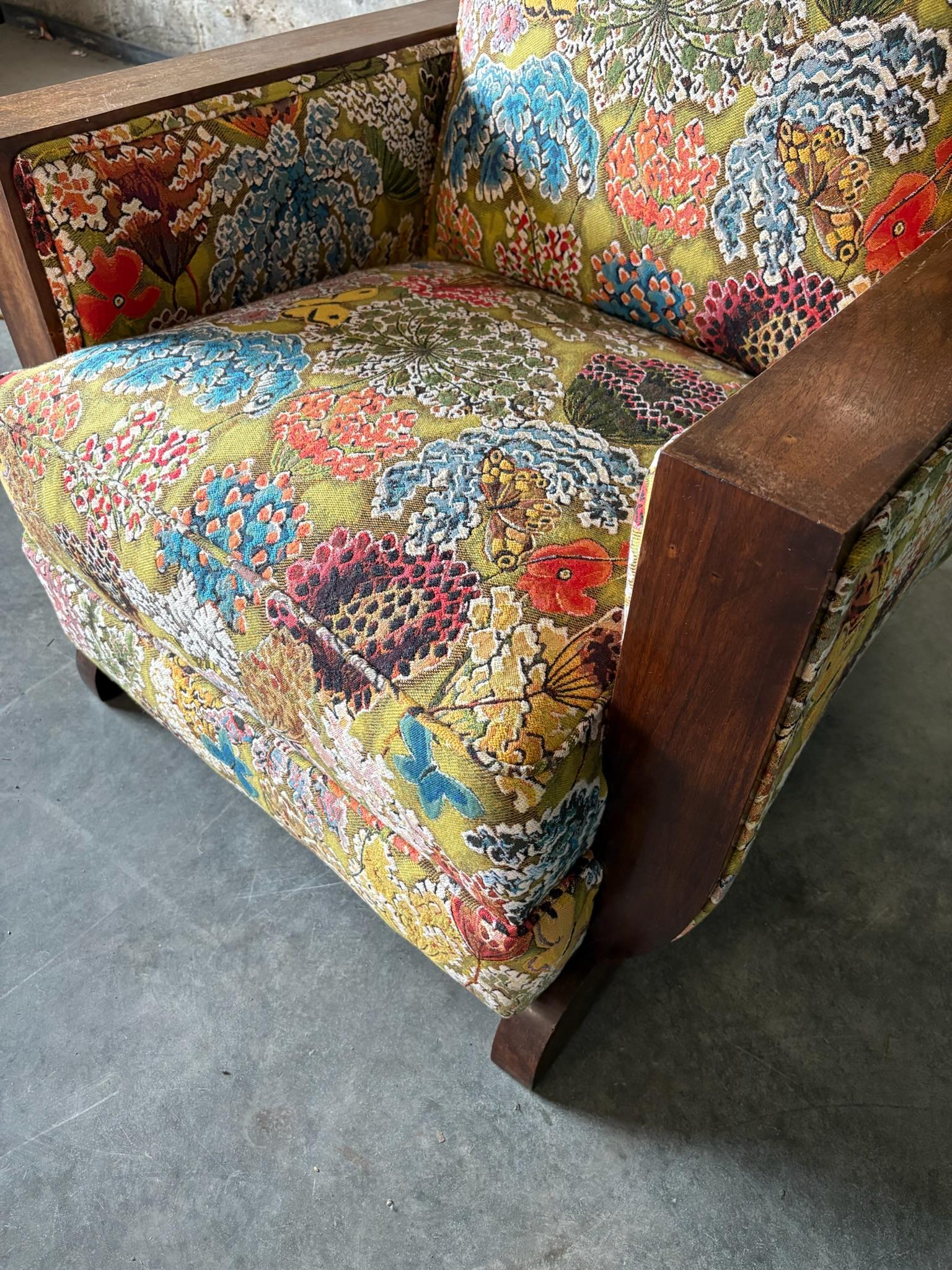 Art Deco Armchair in Pierre Frey For Sale 4