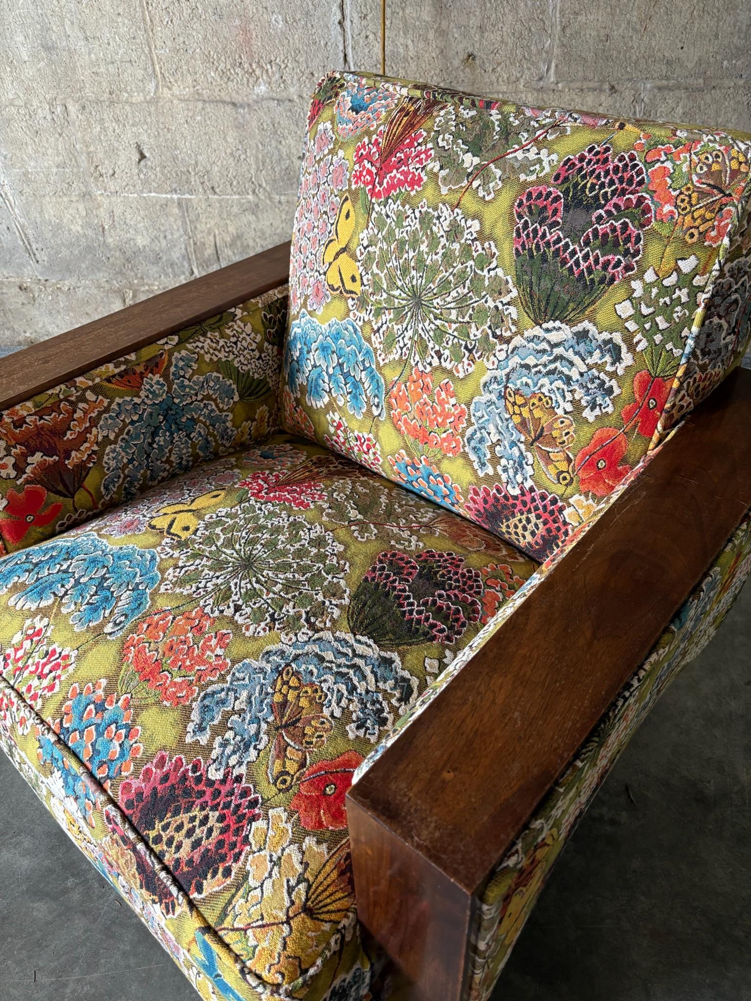 Art Deco Armchair in Pierre Frey In Good Condition For Sale In Hudson, NY