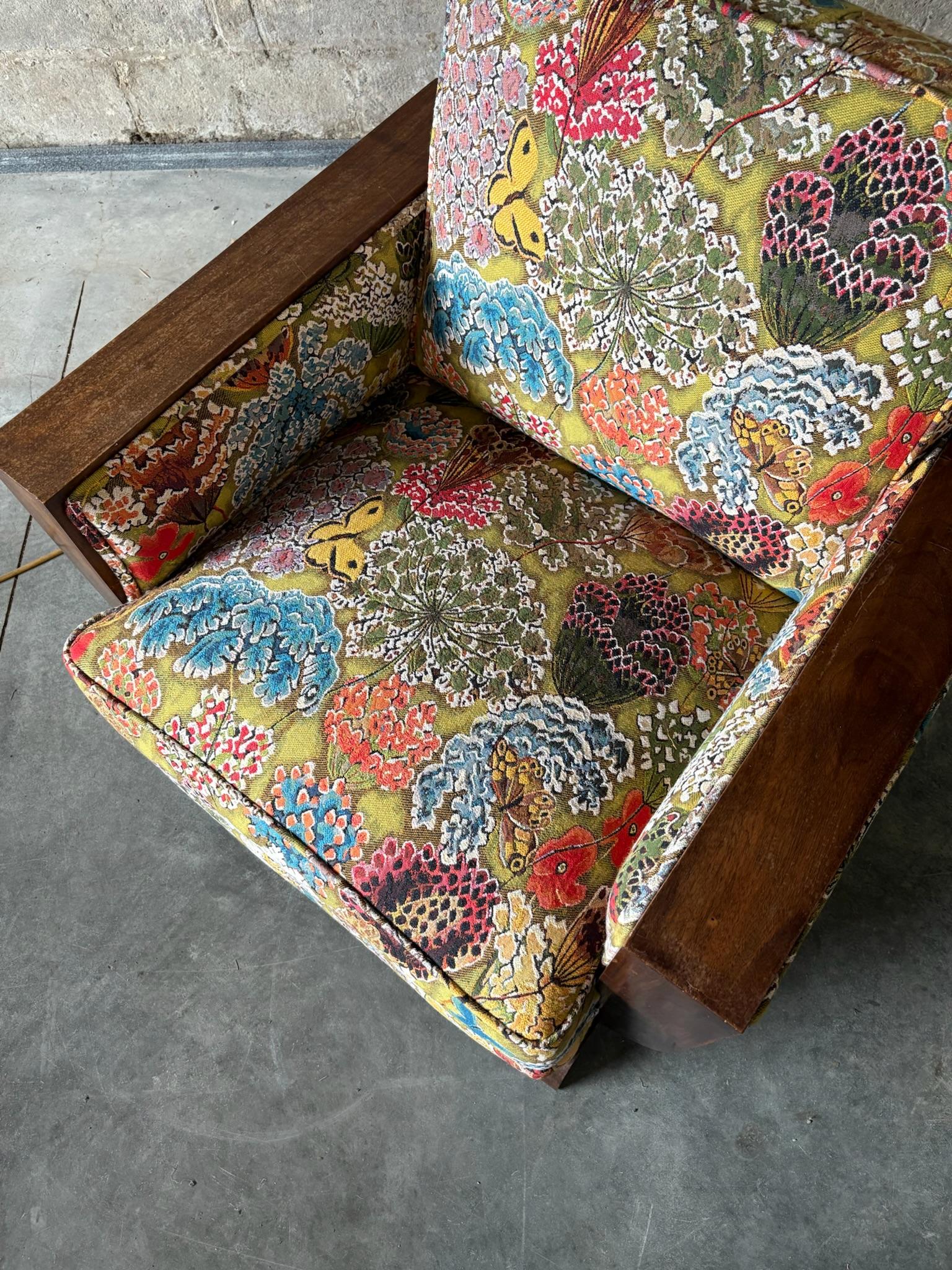 Art Deco Armchair in Pierre Frey For Sale 1