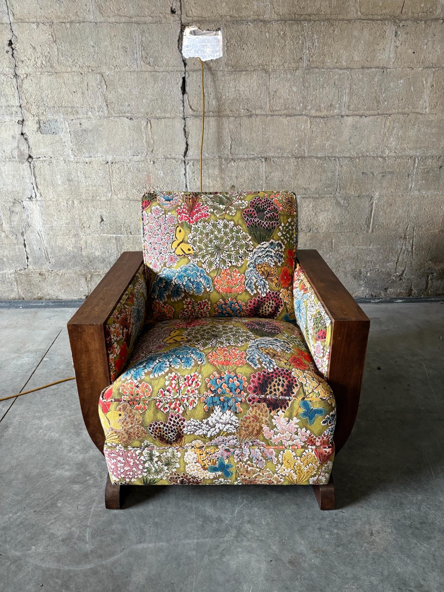 Art Deco Armchair in Pierre Frey For Sale 2