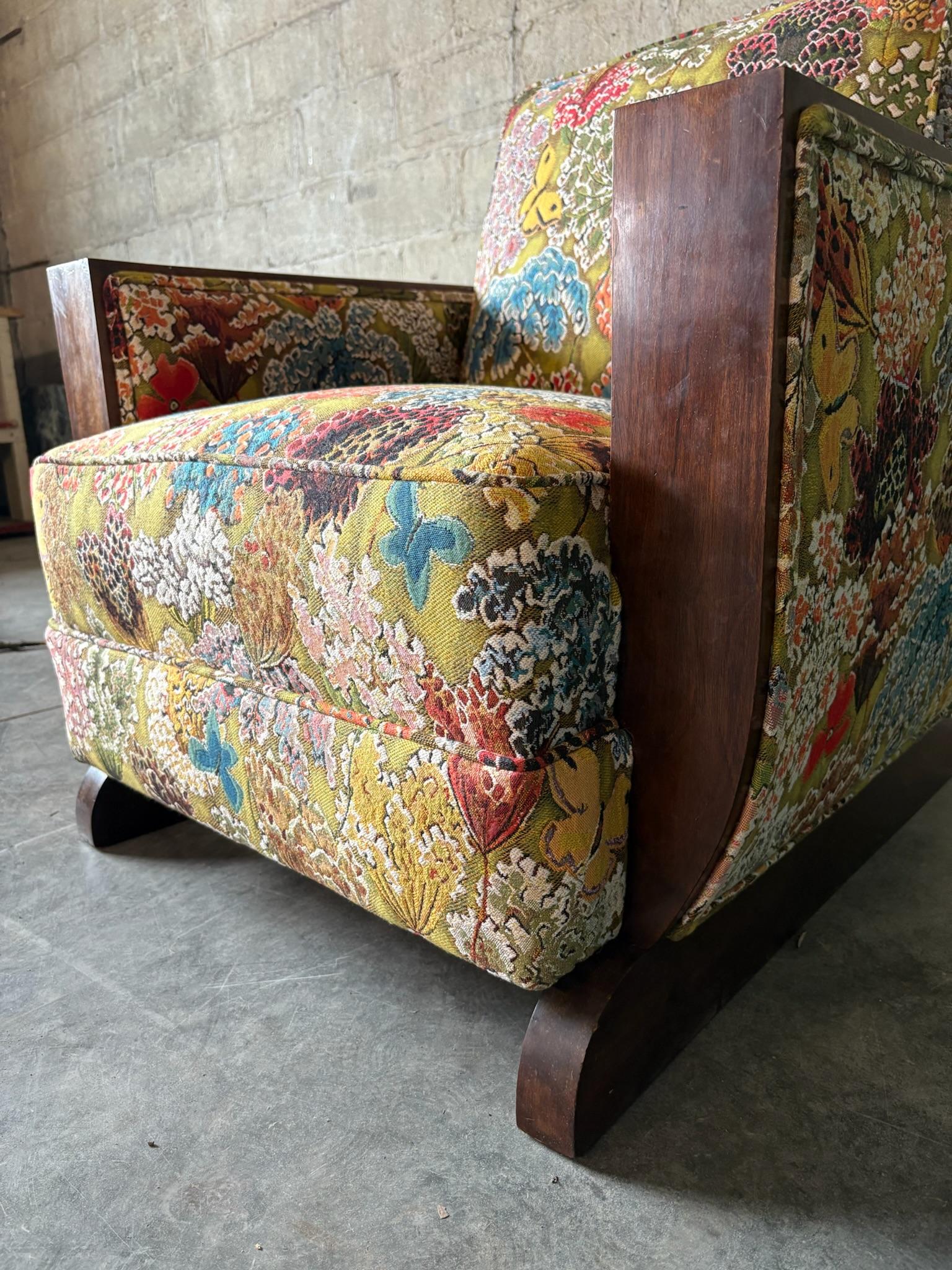 Art Deco Armchair in Pierre Frey For Sale 3