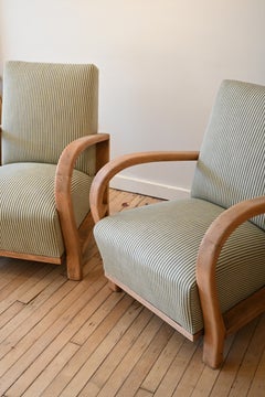 Art Deco Armchair in Tatton Stripe, pair