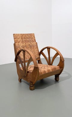 Art Deco Armchair in Wood and Cane, Italy, 1930s