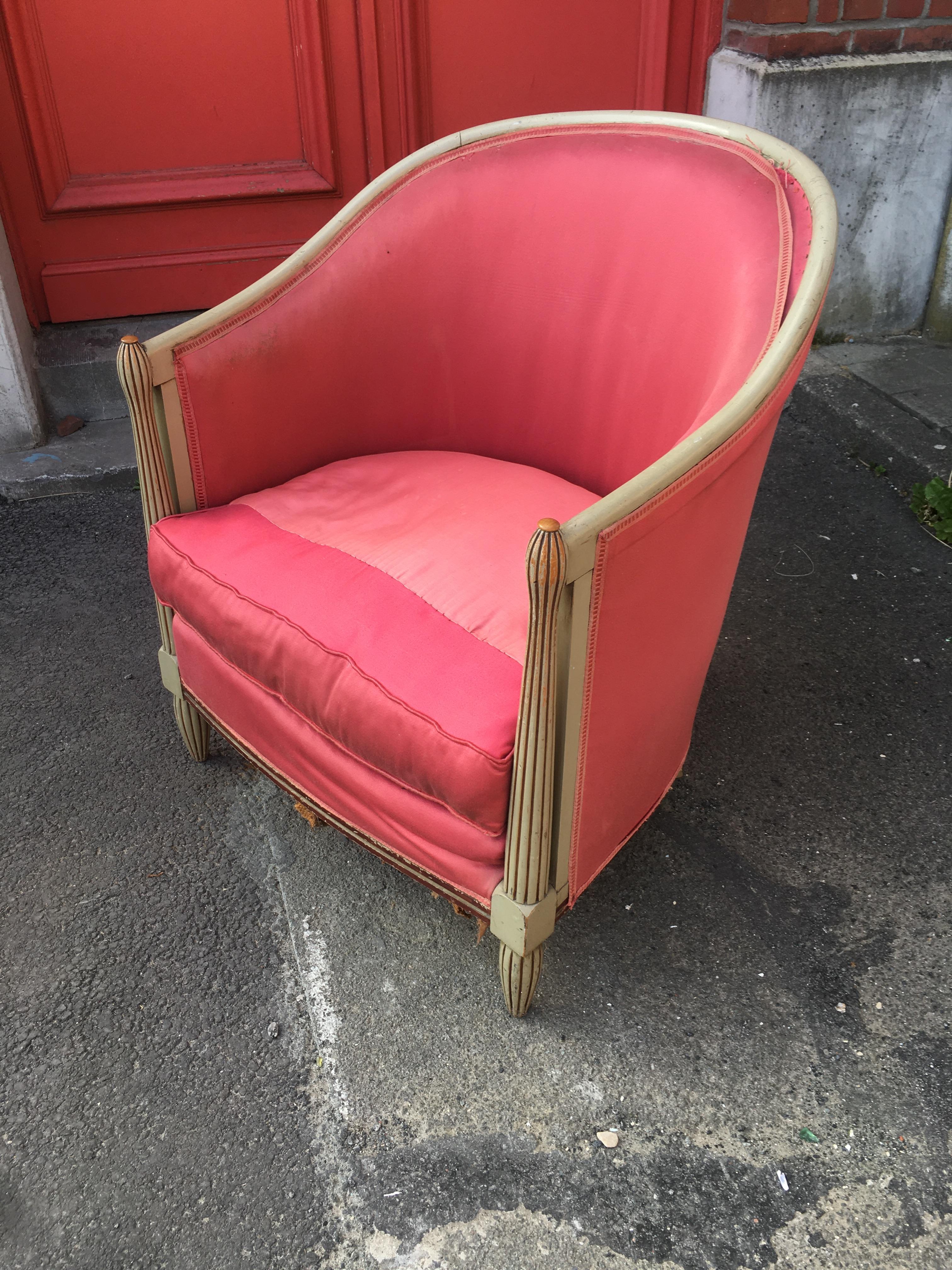 French Art Deco Armchair, in Wood Painted, circa 1925 For Sale