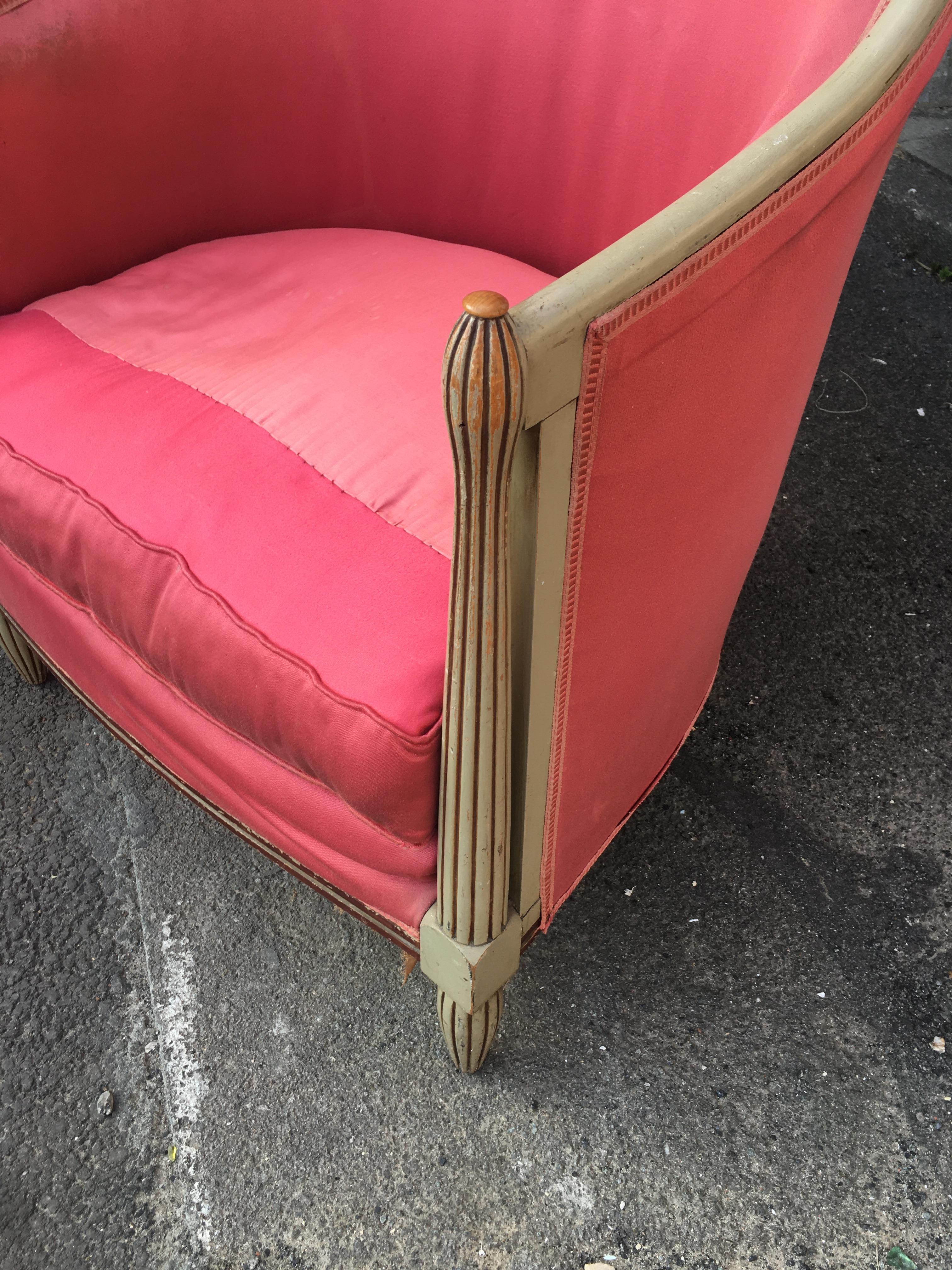 Art Deco Armchair, in Wood Painted, circa 1925 In Distressed Condition For Sale In Saint-Ouen, FR