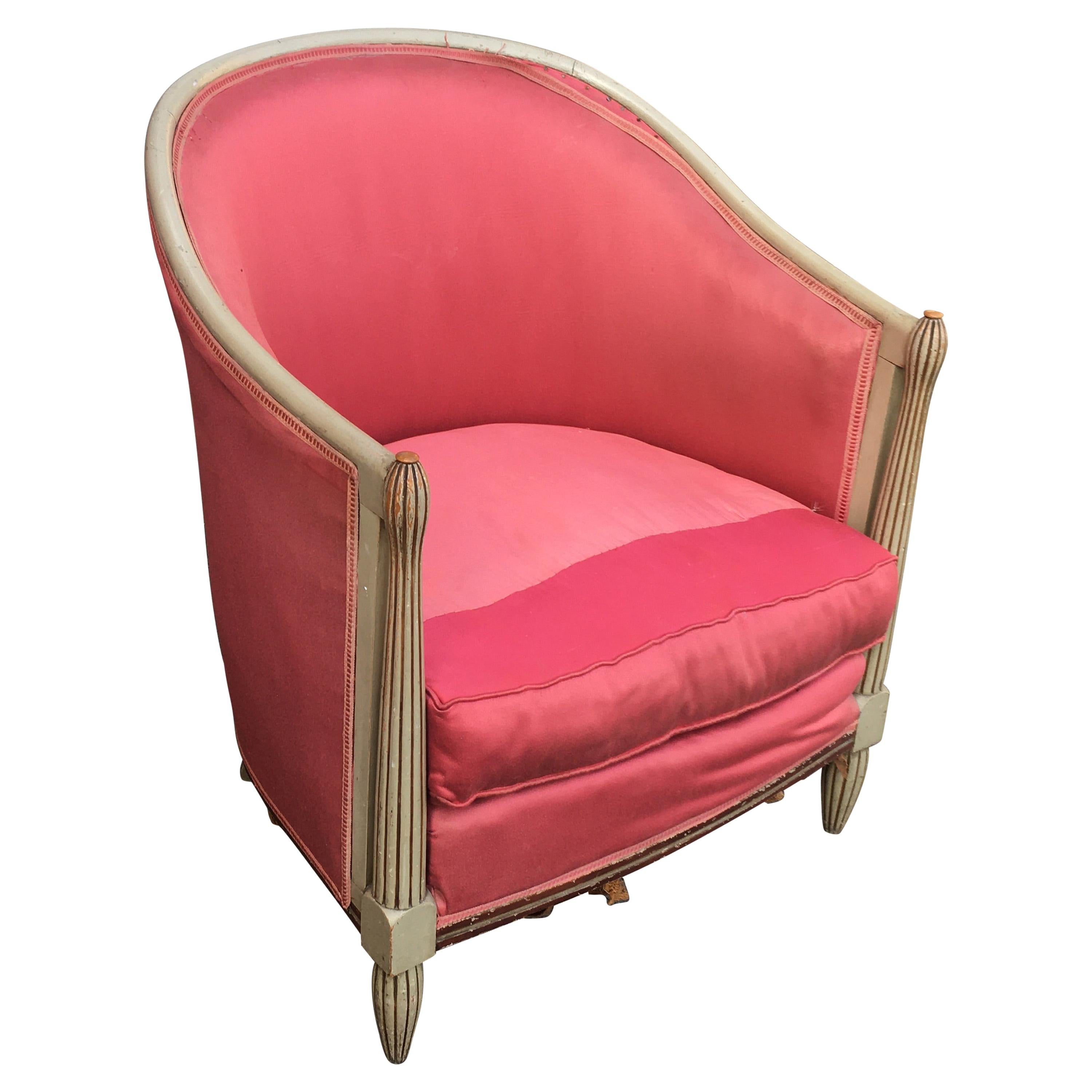 Art Deco Armchair, in Wood Painted, circa 1925 For Sale