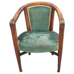 Antique Art Deco Armchair, in Wood Painted Faux Wood Decor, circa 1925