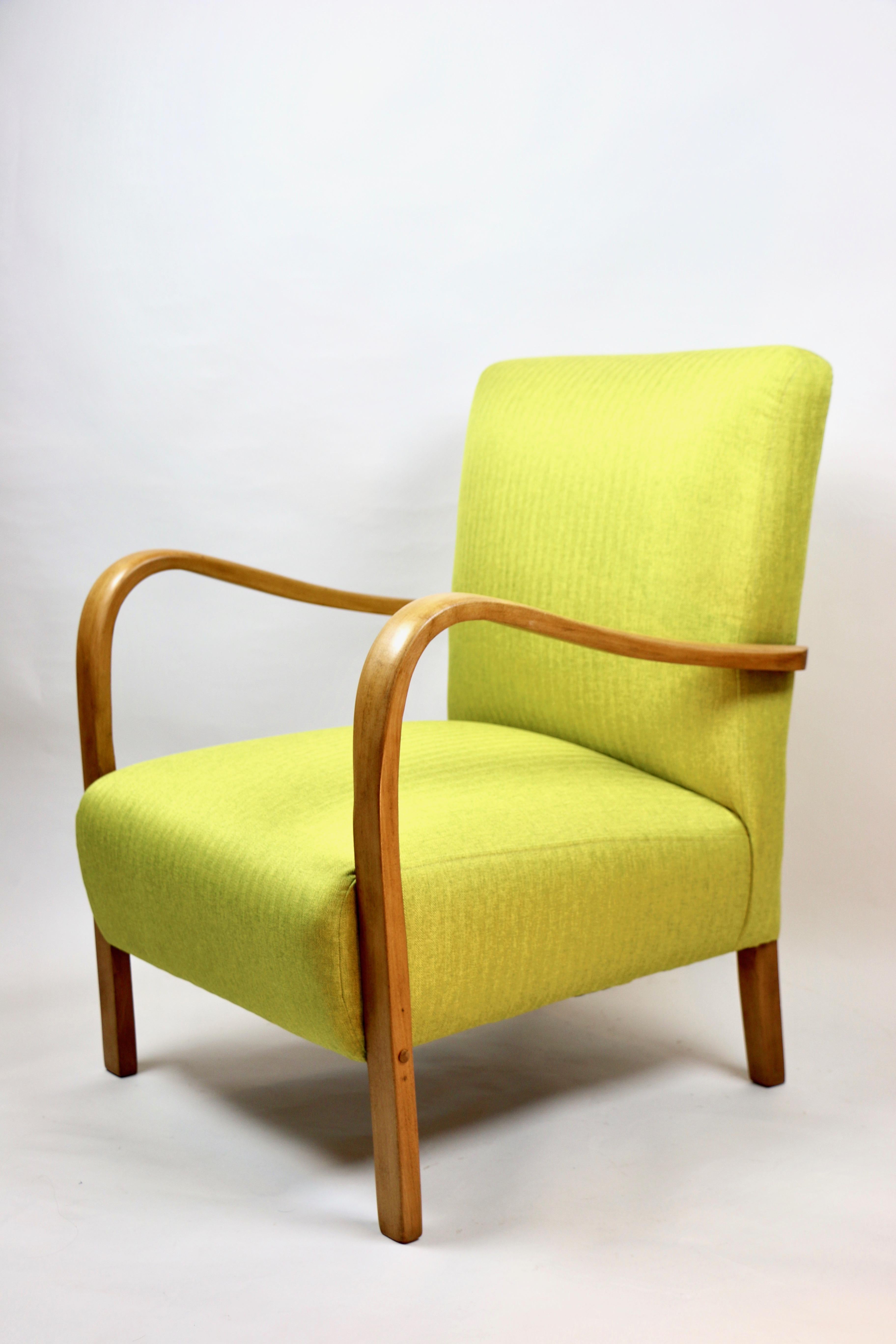 Mid-Century Modern Art Deco Armchair in Yellow from 20th Century For Sale