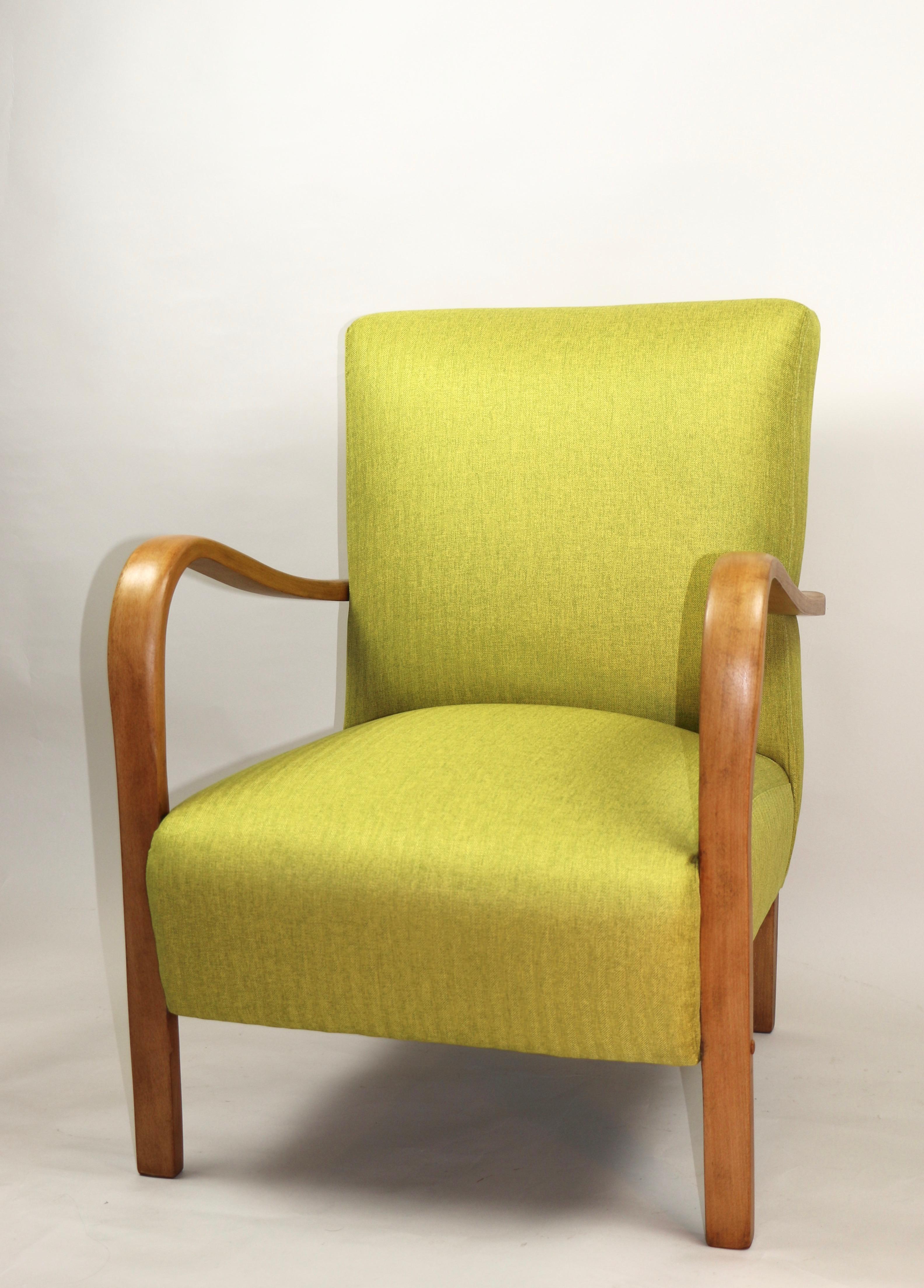 Polish Art Deco Armchair in Yellow from 20th Century For Sale