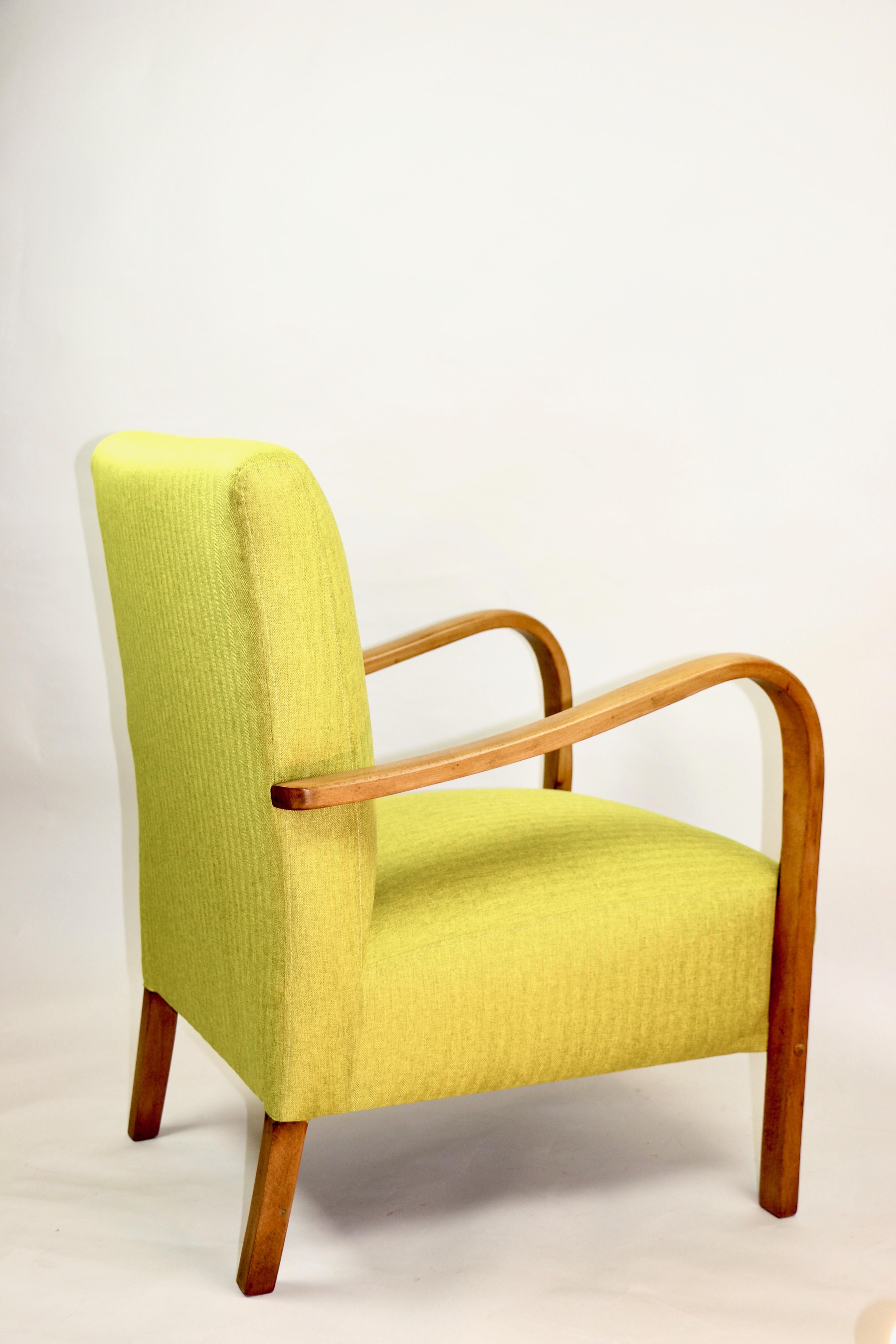 Art Deco Armchair in Yellow from 20th Century For Sale 1