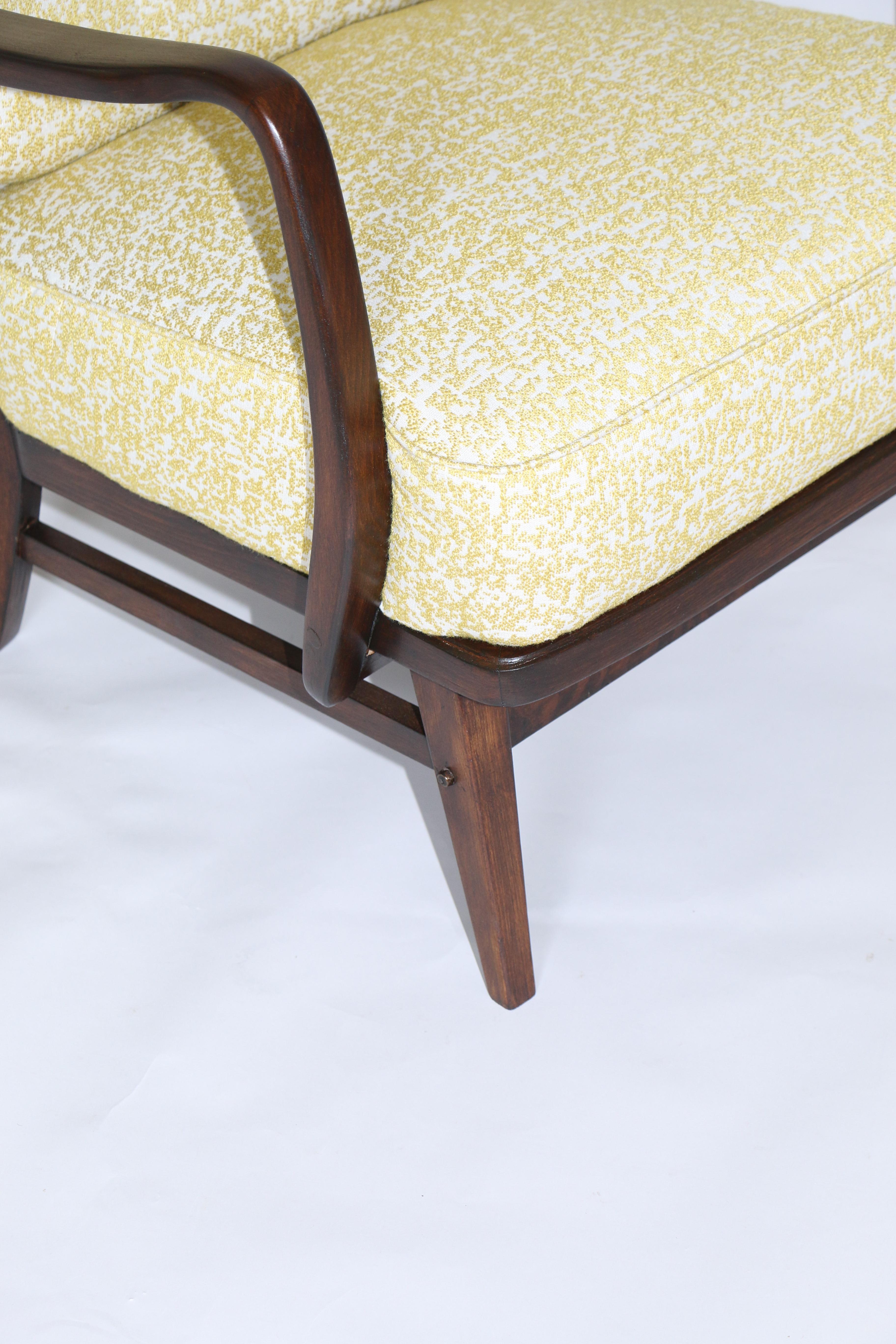 German Art Deco Armchair in Yellow Natural Fabric from 20th Century For Sale