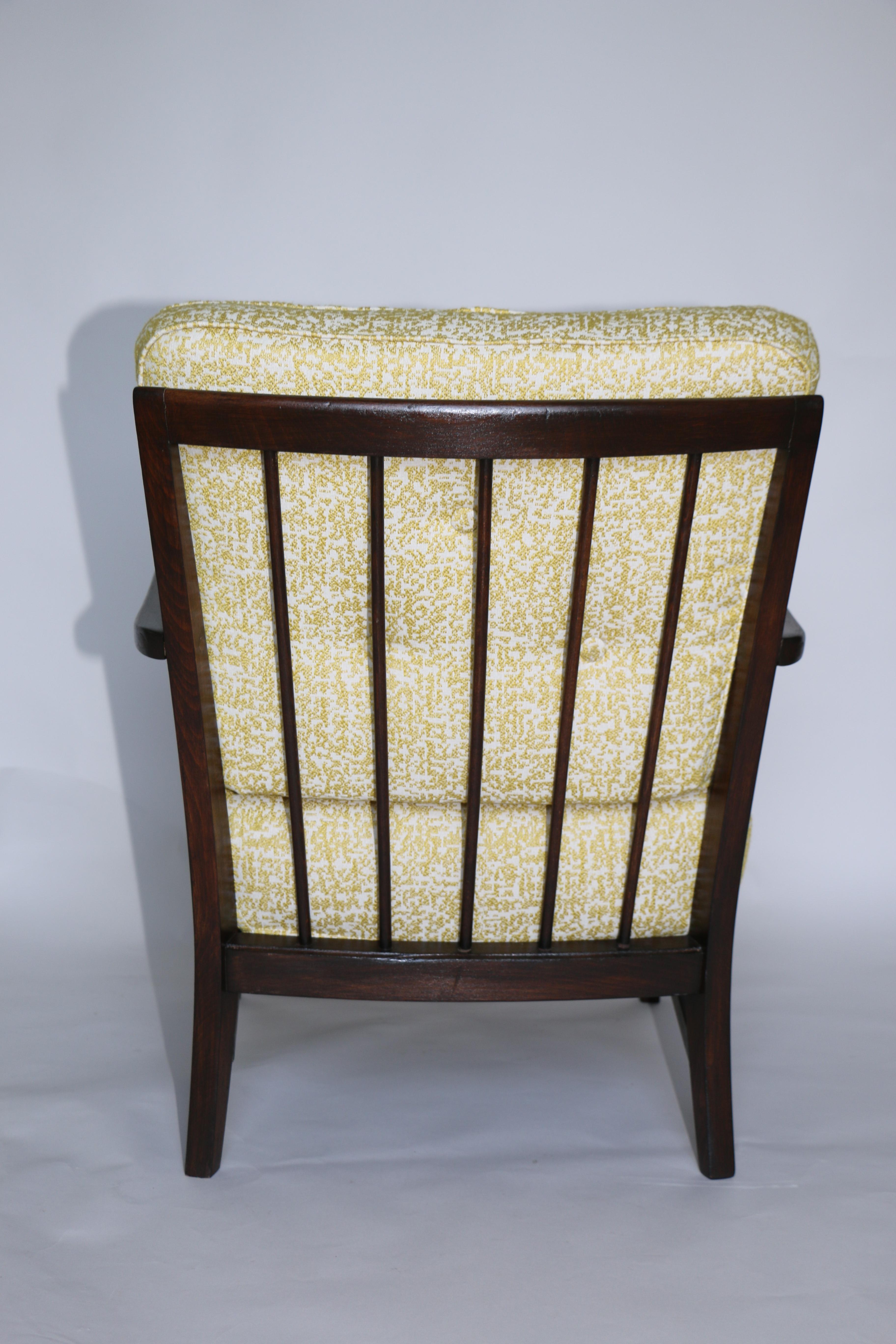 Art Deco Armchair in Yellow Natural Fabric from 20th Century For Sale 2