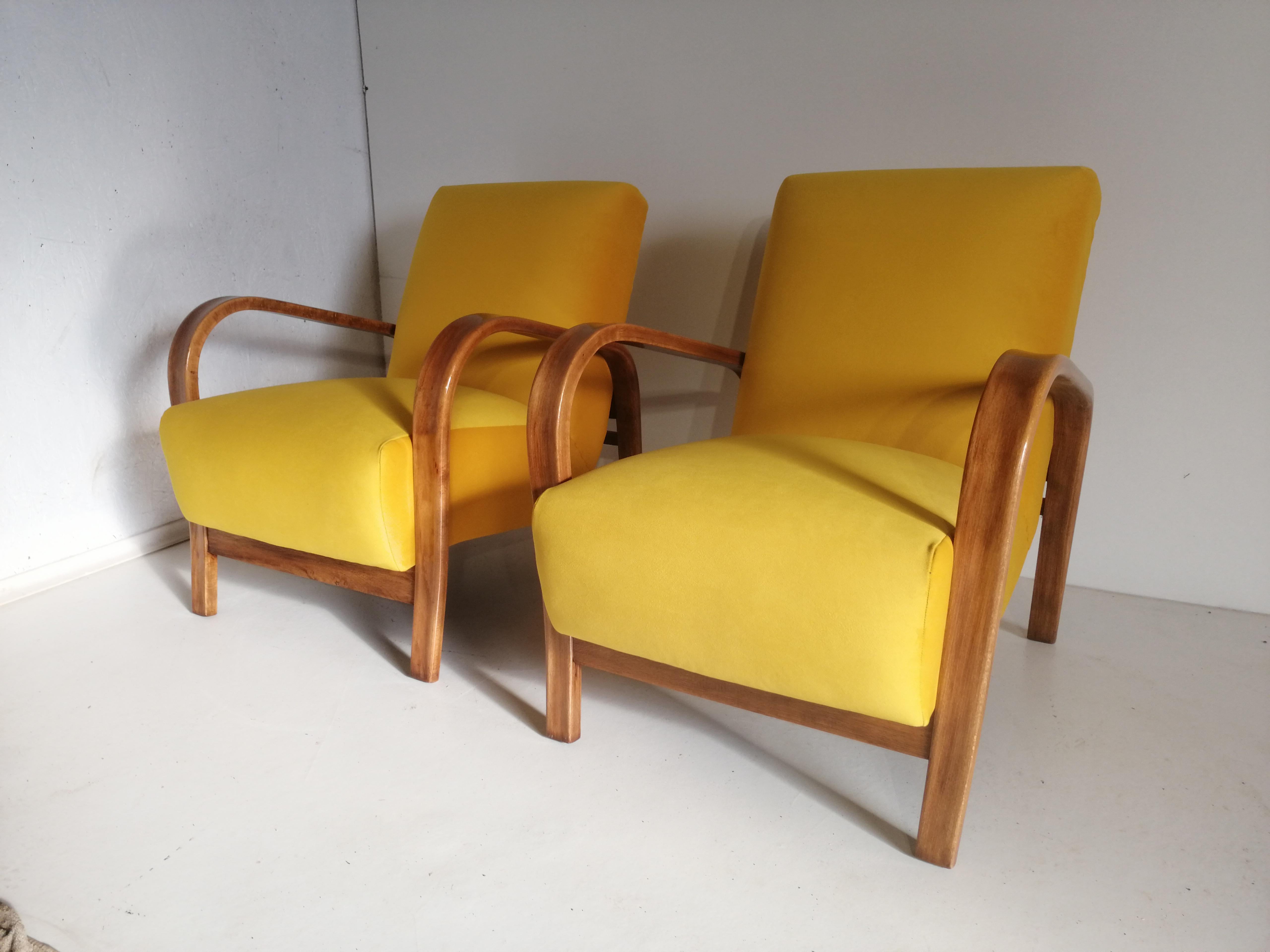 Art Deco Armchair J.Halabala HF-11 For Sale 7