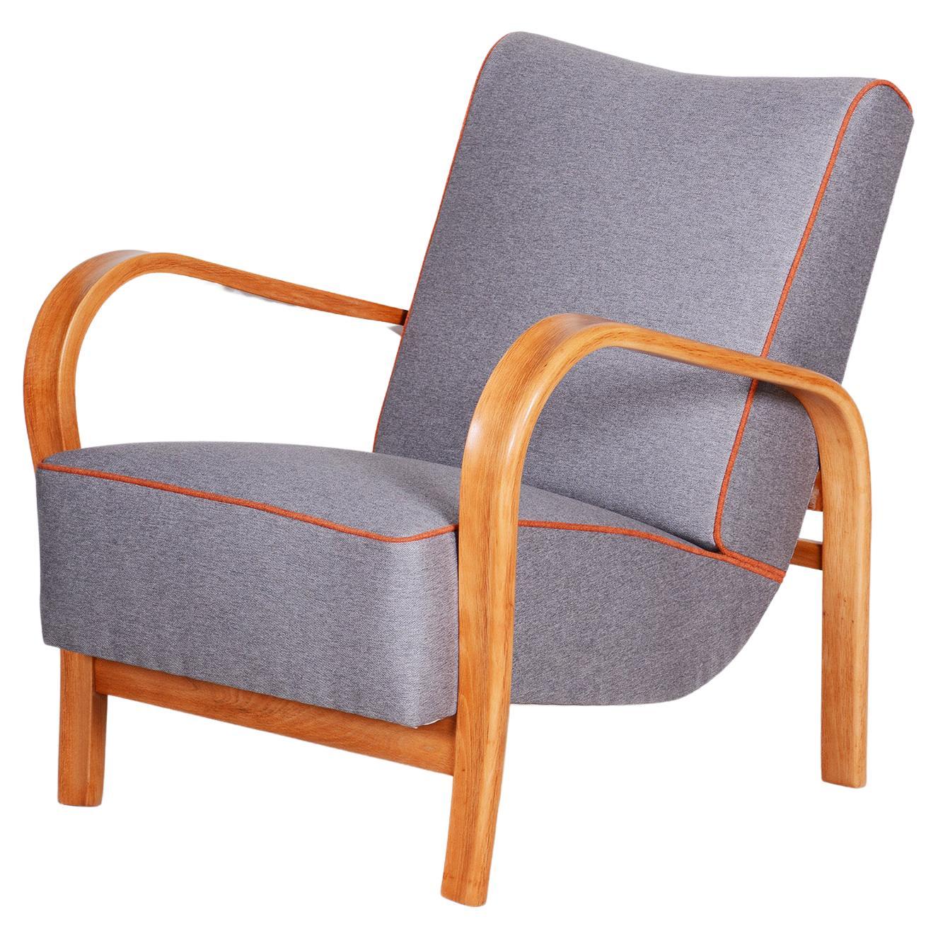 Art Deco Armchair Made in 1930s Czechia. Beech, Designed by Koželka and Kropáček