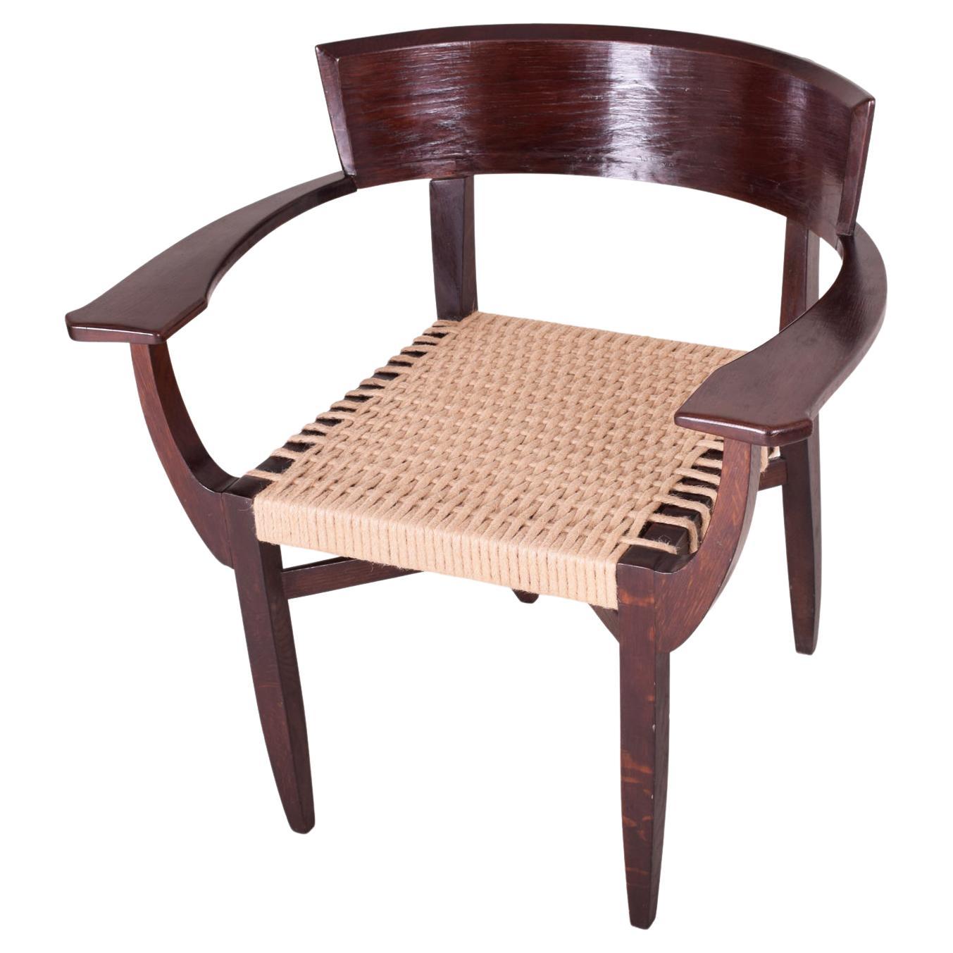 Art Deco Armchair Made in the 1930s in Czechia, Restored Oak, Oskar Poříska For Sale