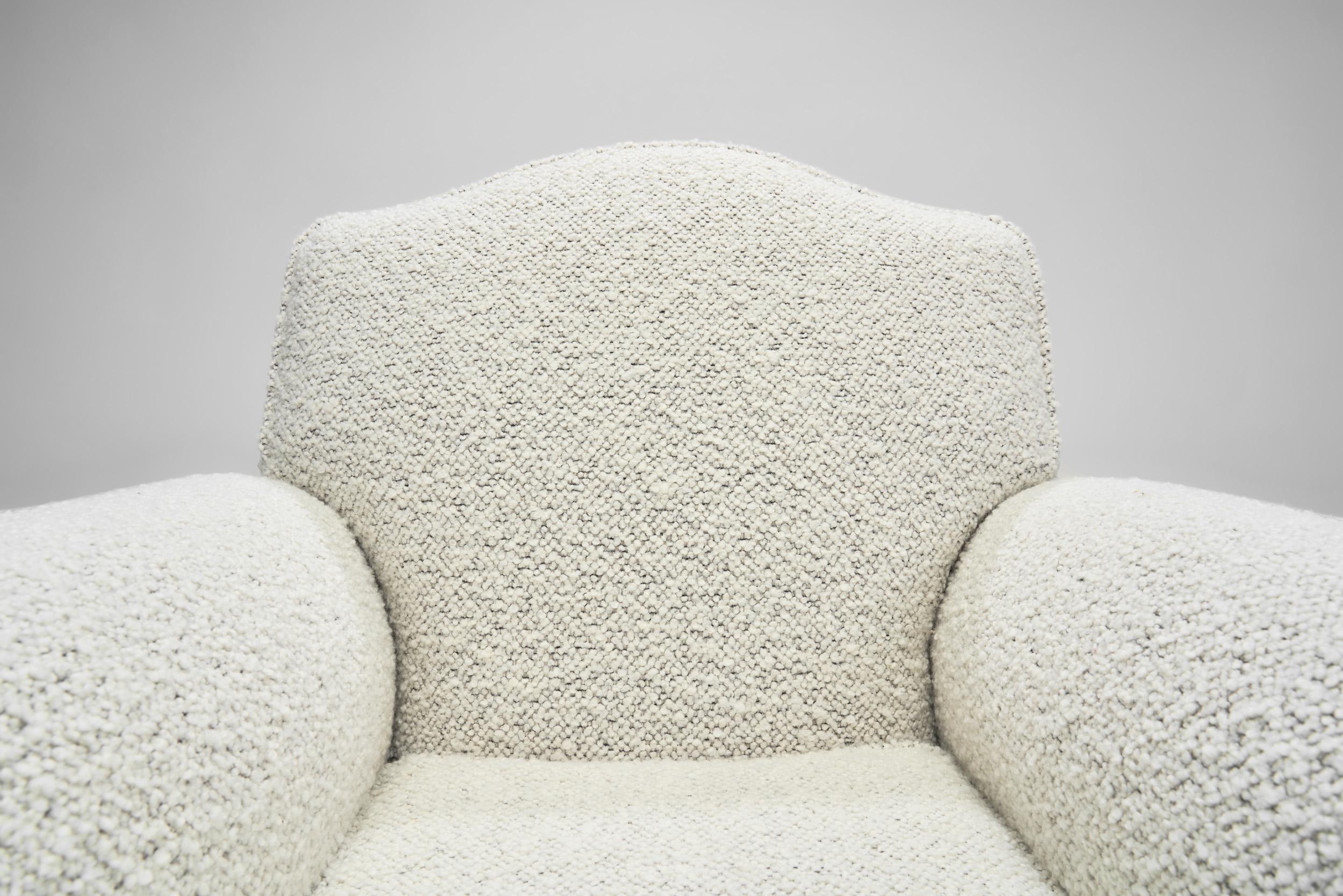 Art Deco Armchair Upholstered in Bouclé, Europe ca 1930s For Sale 6