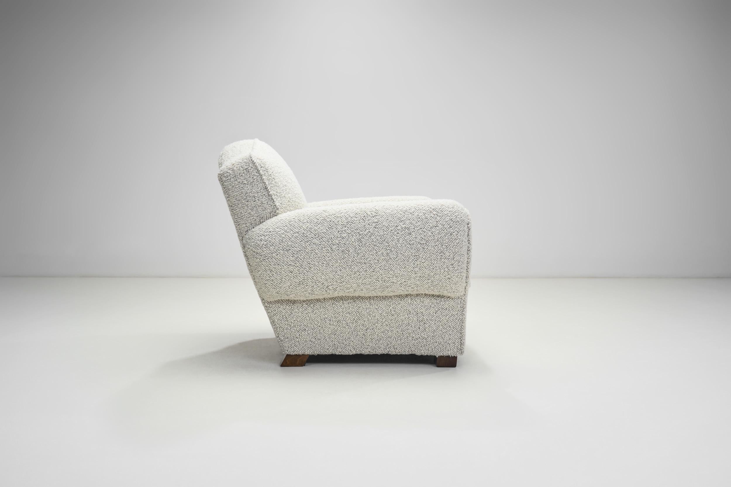 Art Deco Armchair Upholstered in Bouclé, Europe ca 1930s For Sale 1