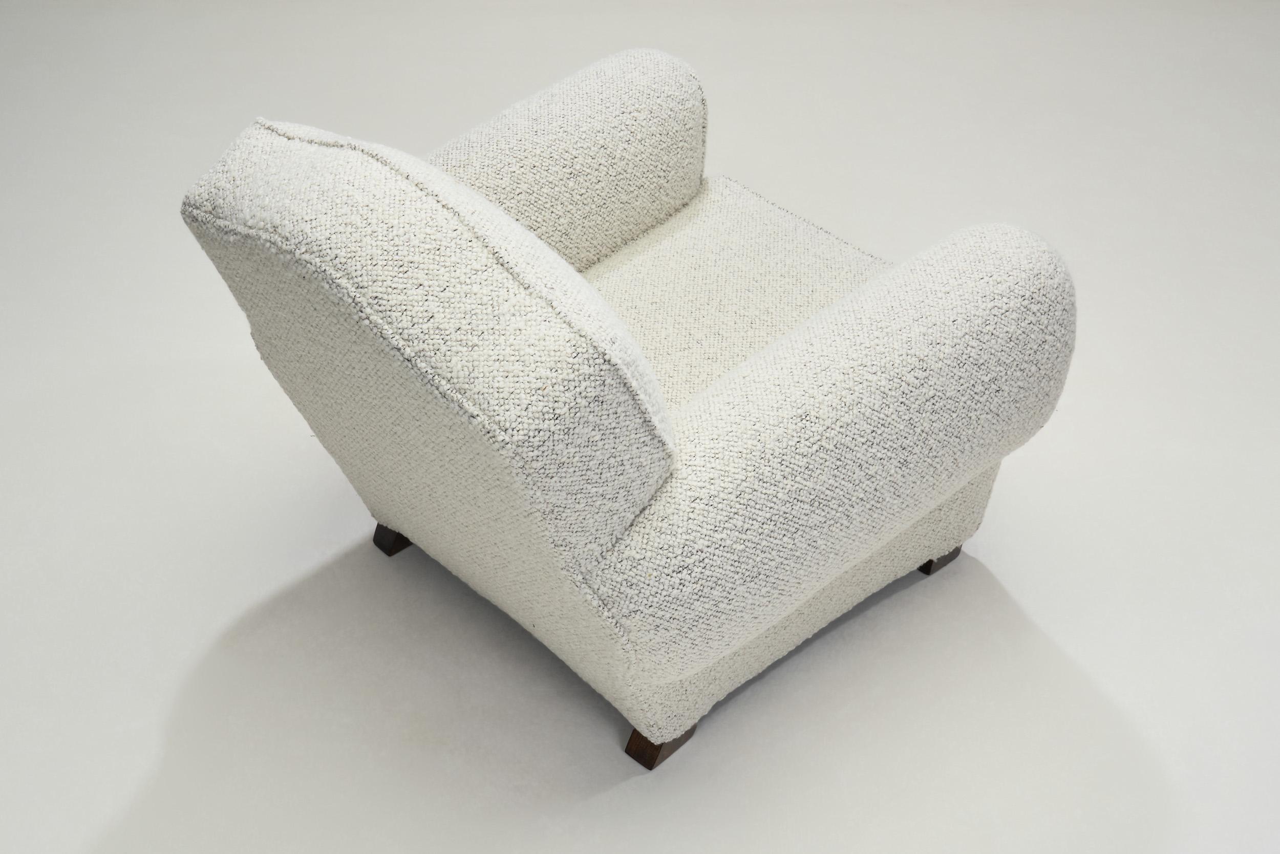 Art Deco Armchair Upholstered in Bouclé, Europe ca 1930s For Sale 2