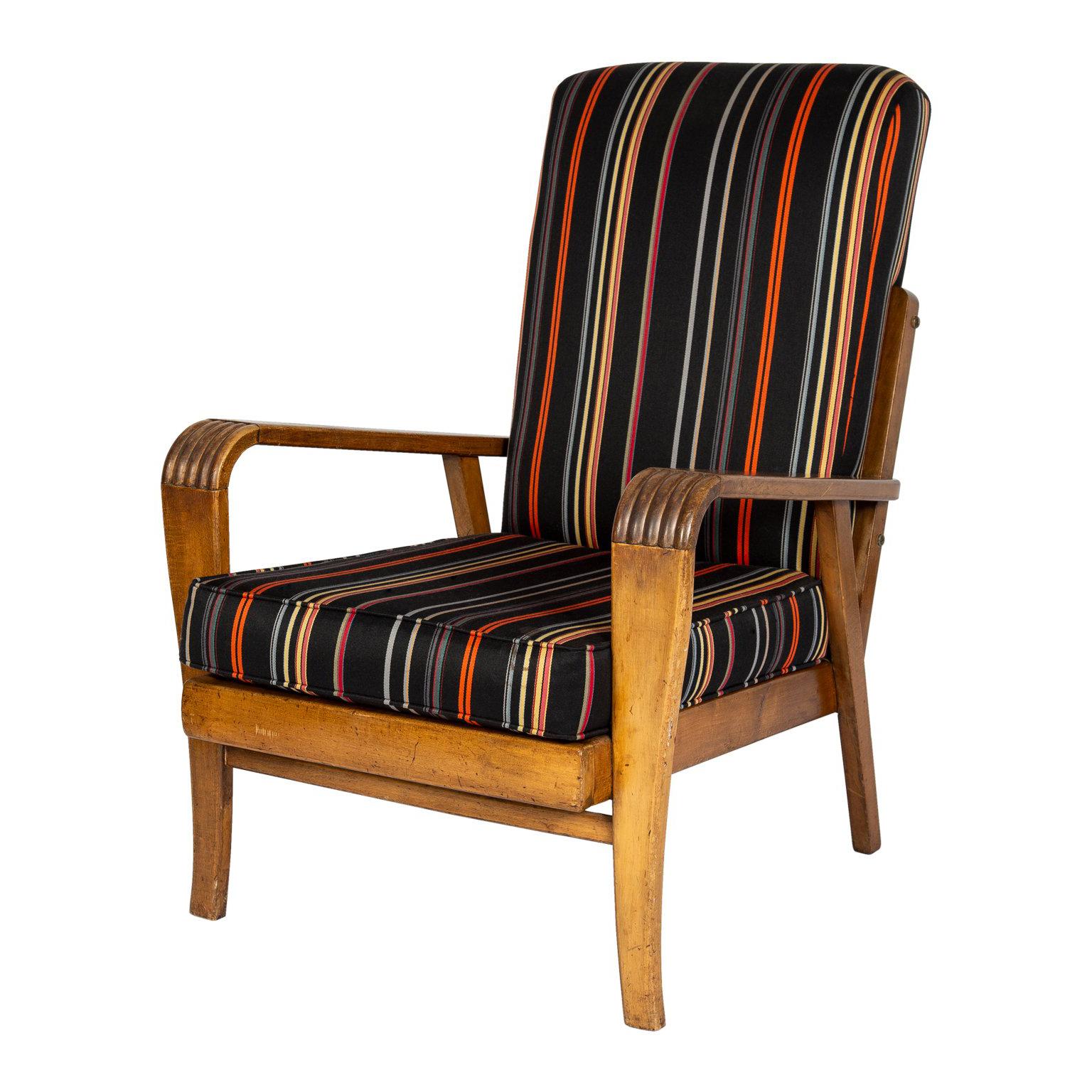 Art Deco Armchair Upholstered in Paul Smith Fabric  For Sale