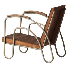 Art Deco armchair with a sculptural frame, in the manner of Jean Prouvé 1930s