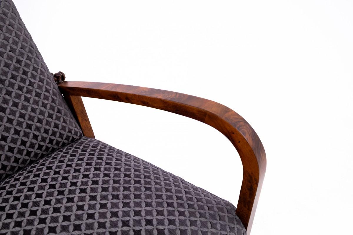 Sillón Art Decó con respaldo y reposapiés regulables, Polonia, años 30. en venta 5