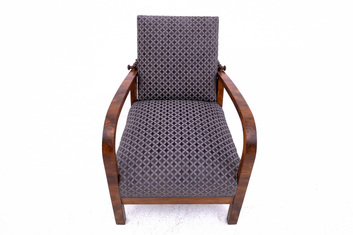 Sillón Art Decó con respaldo y reposapiés regulables, Polonia, años 30. en venta 7