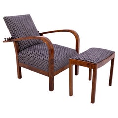 Art Deco armchair with adjustable backrest and footrest, Poland, 1930s.