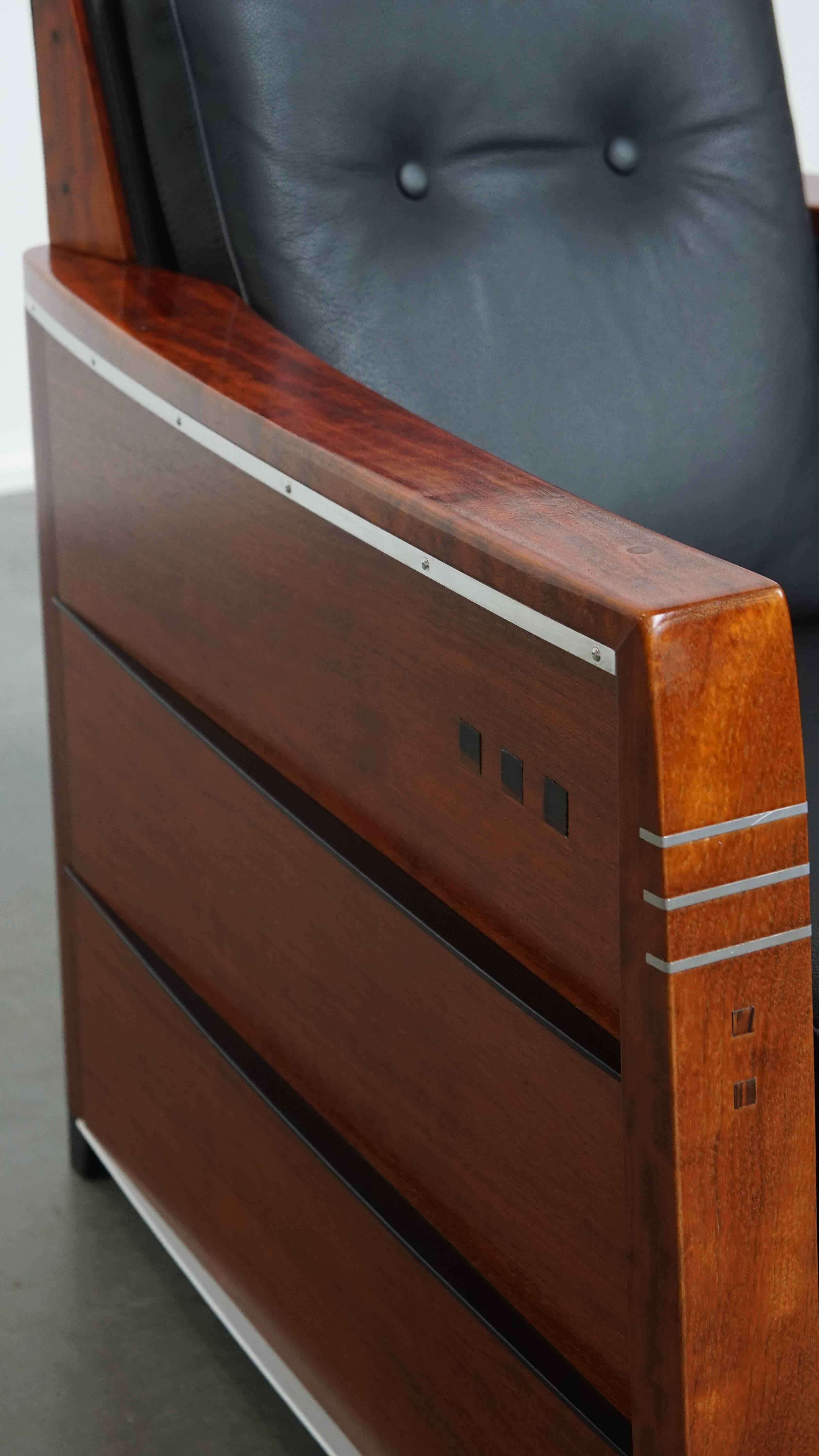 Art Deco Sessel mit schwarzem Leder im Angebot 3