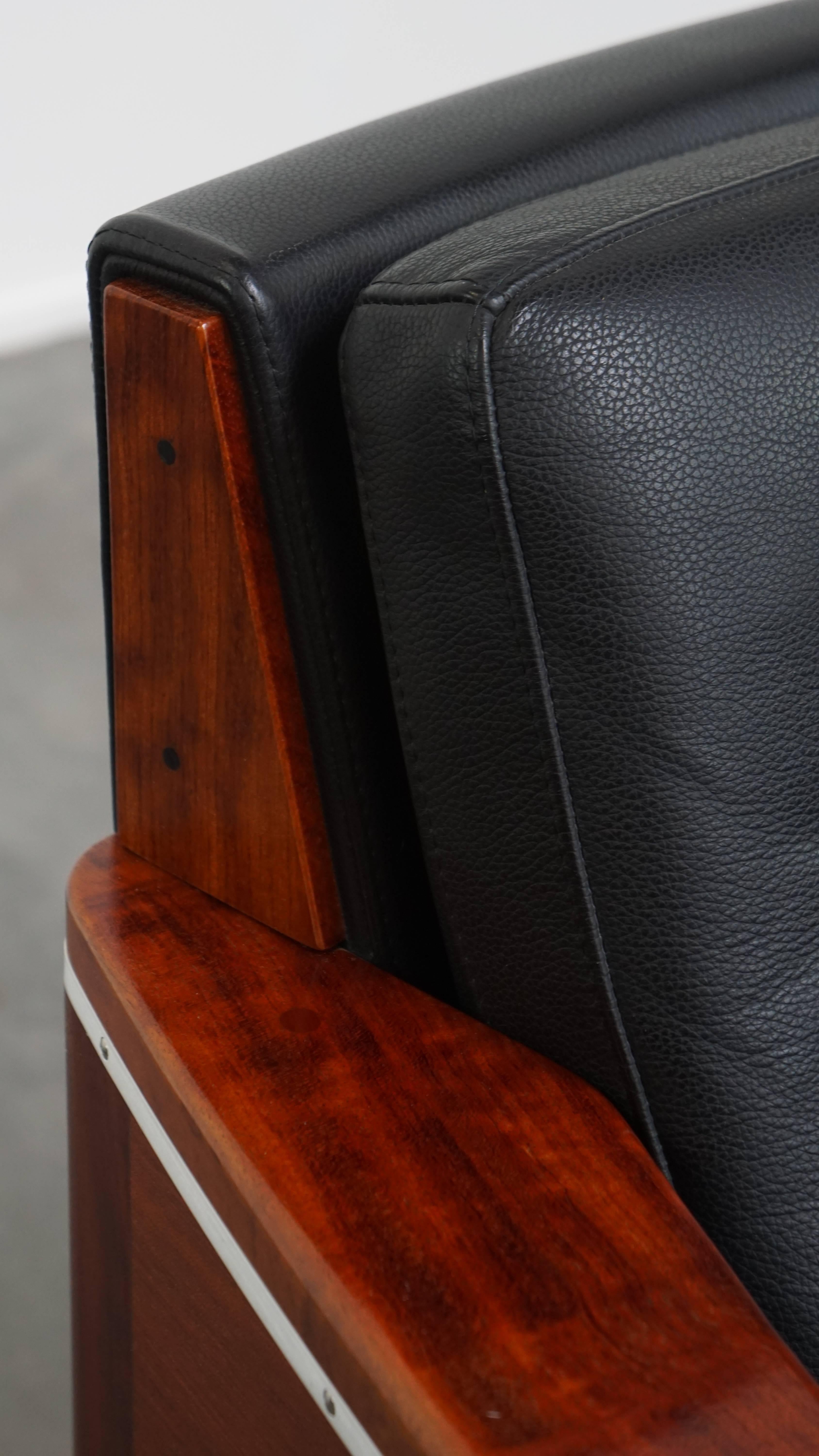 Art Deco Sessel mit schwarzem Leder im Angebot 4