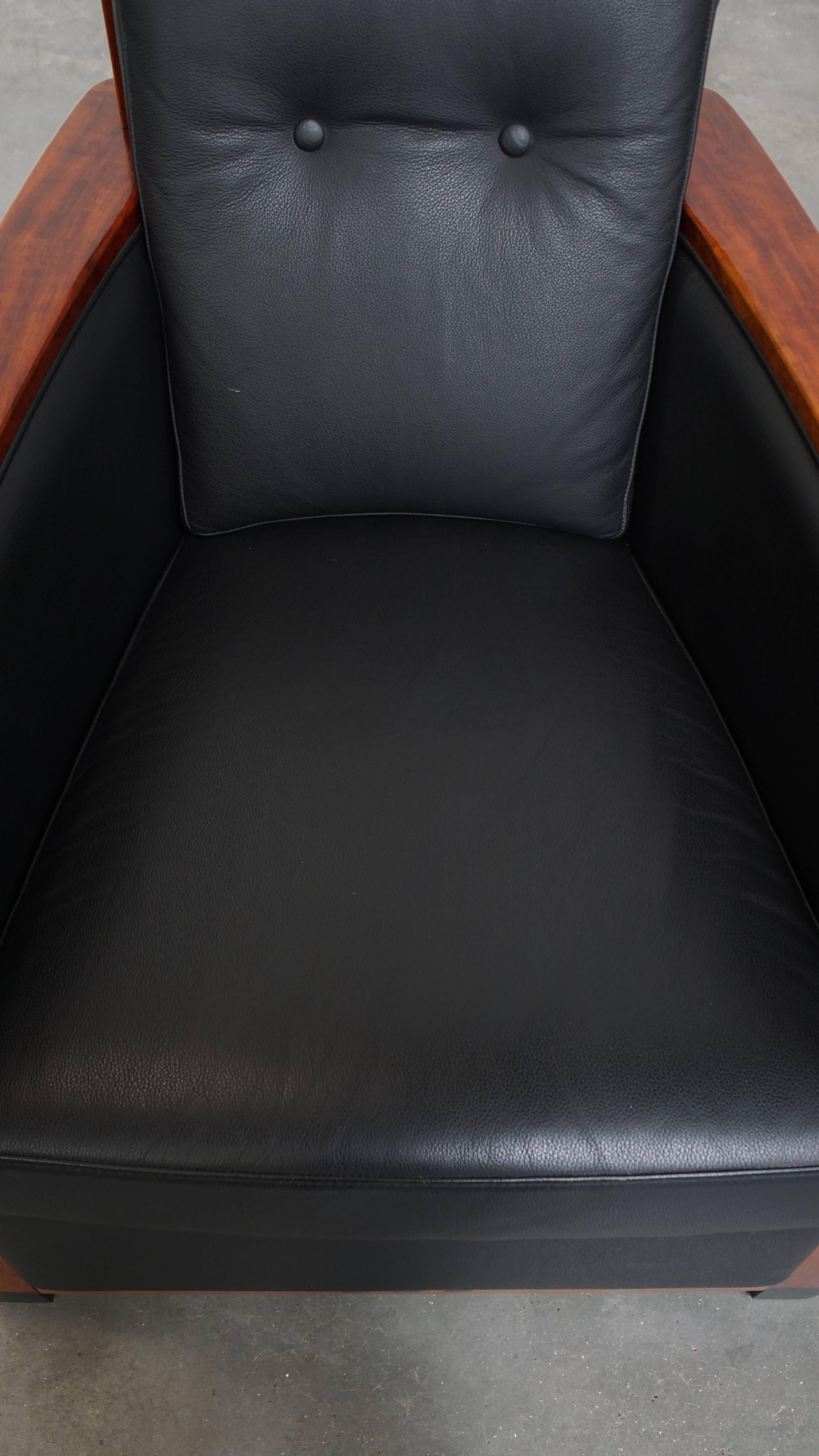 Art Deco Sessel mit schwarzem Leder (21. Jahrhundert und zeitgenössisch) im Angebot