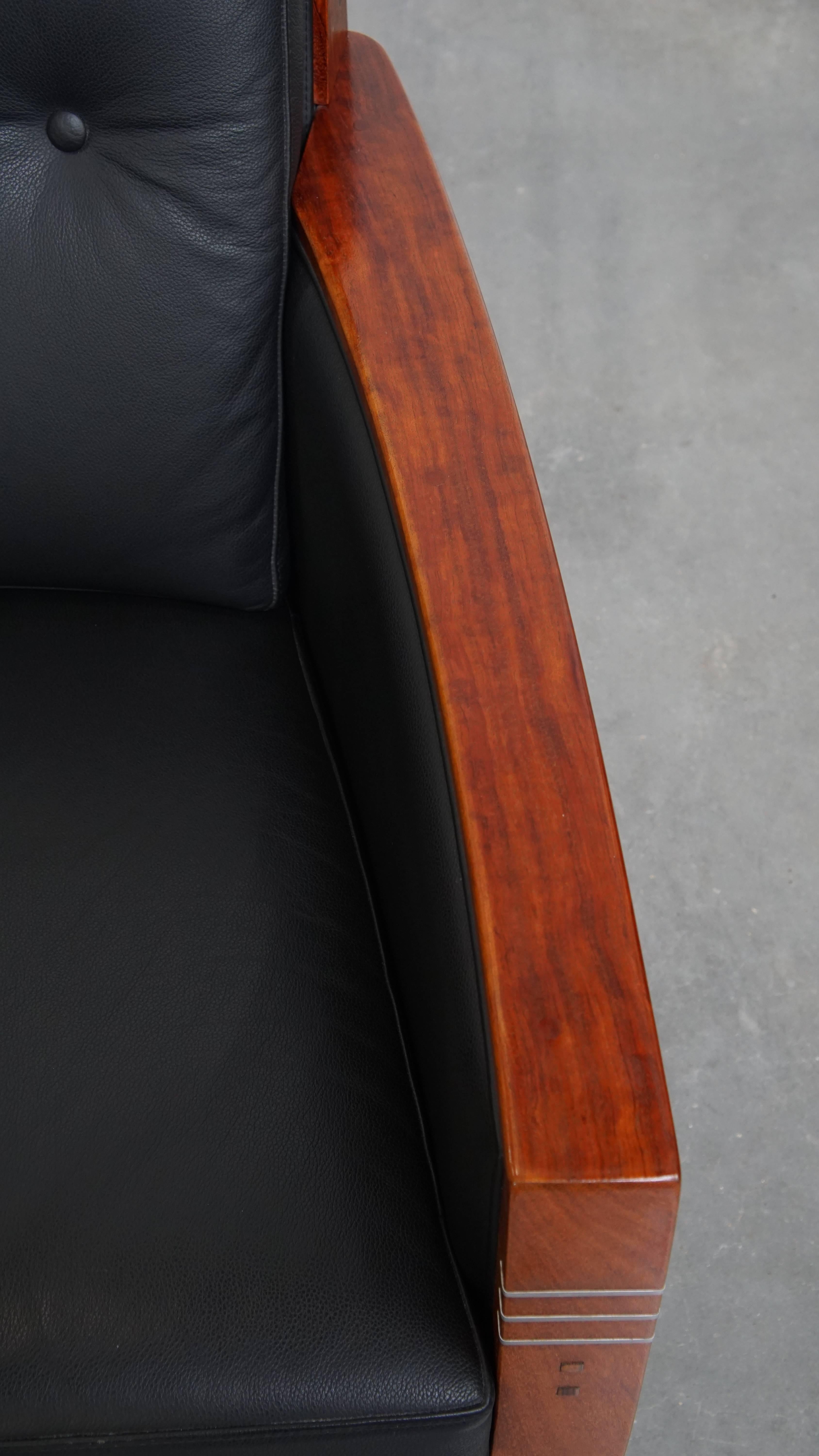 Art Deco Sessel mit schwarzem Leder im Angebot 1